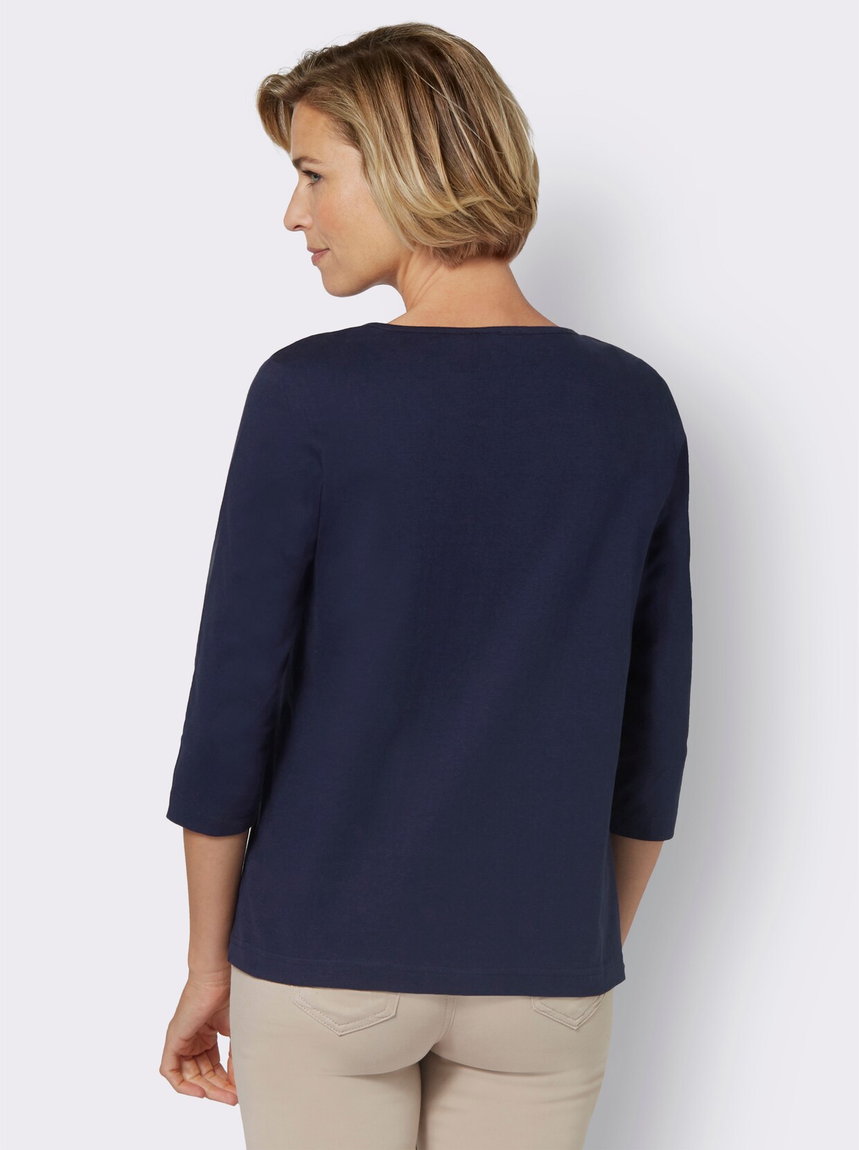 Shirt met 3/4-mouw - nachtblauw