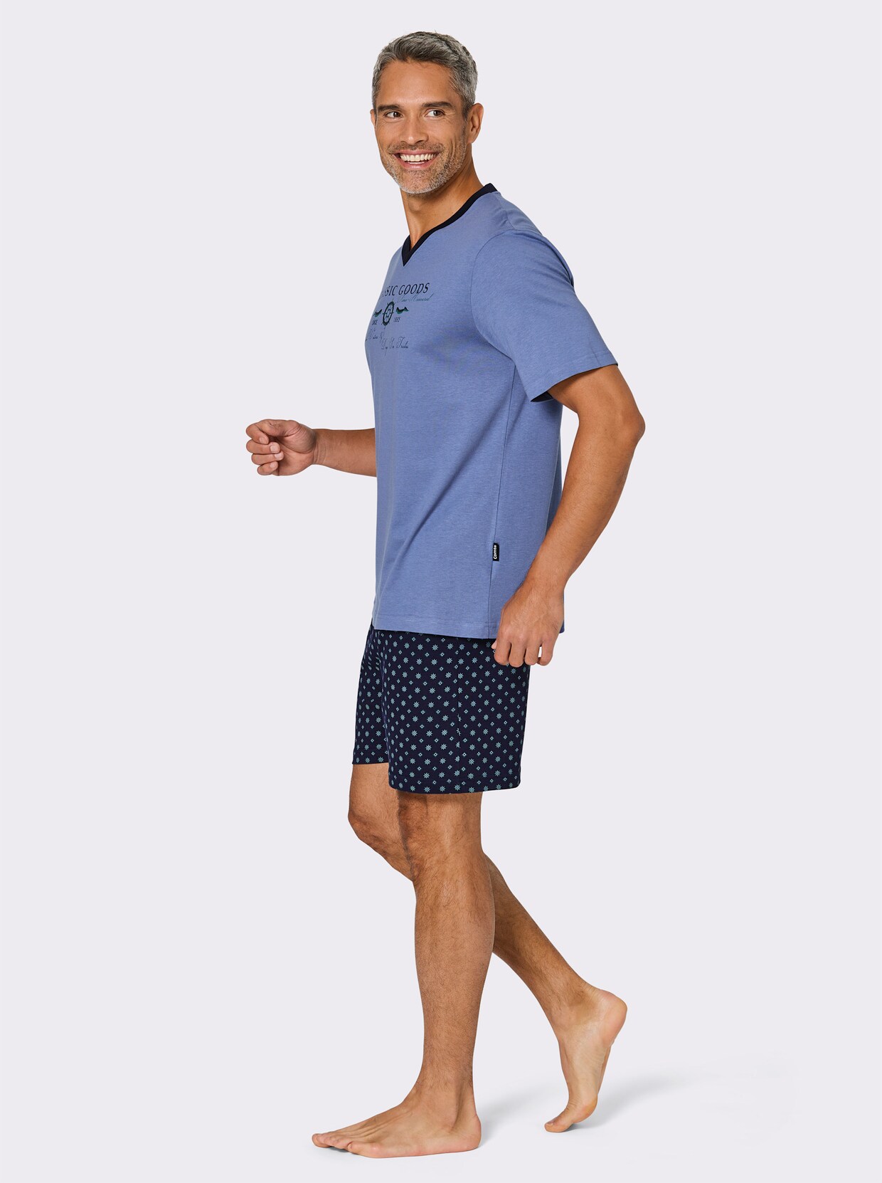 Comte Shorty - marine-himmelblau-bedruckt