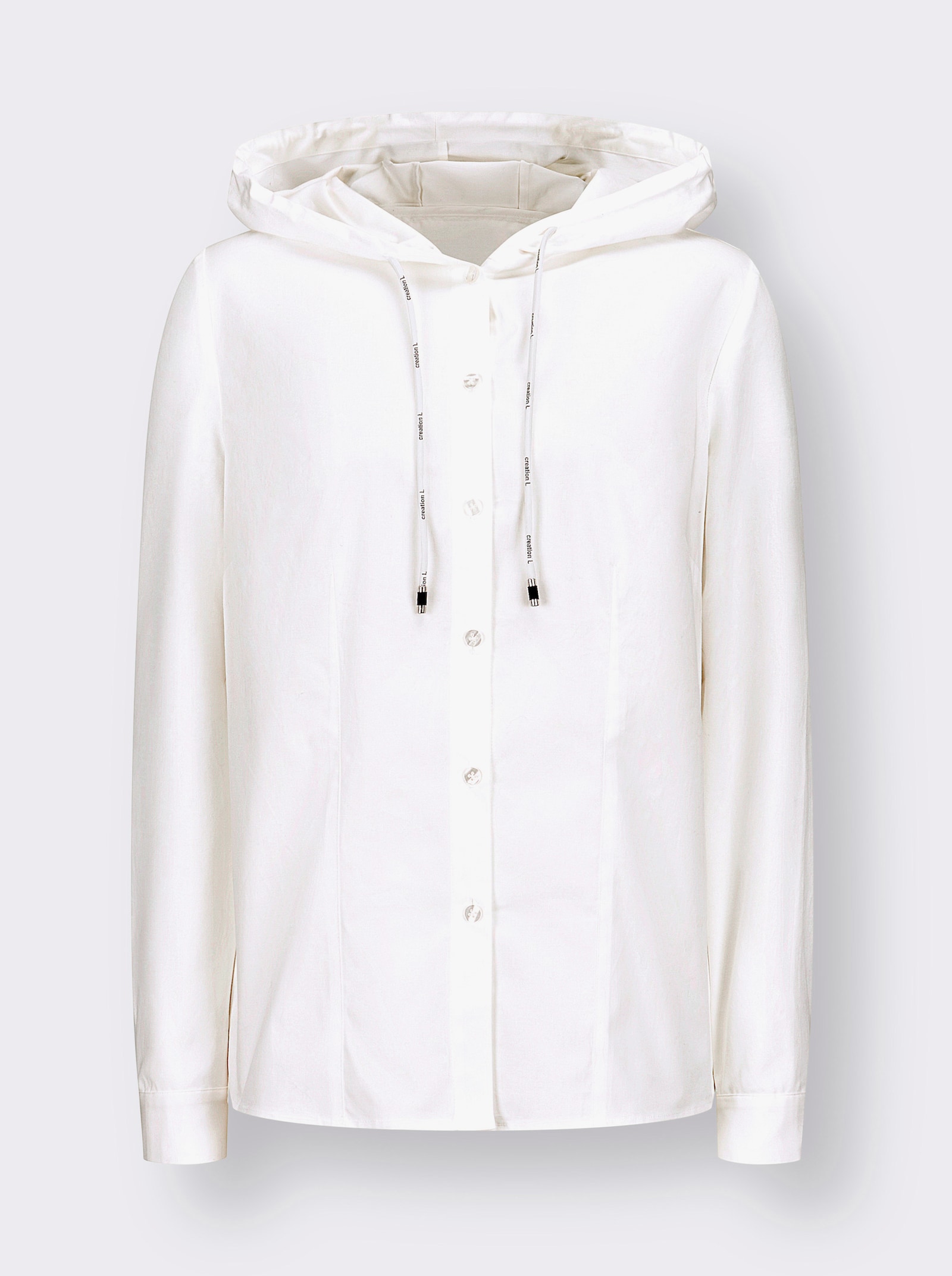 Langarmbluse mit Kapuze - ecru