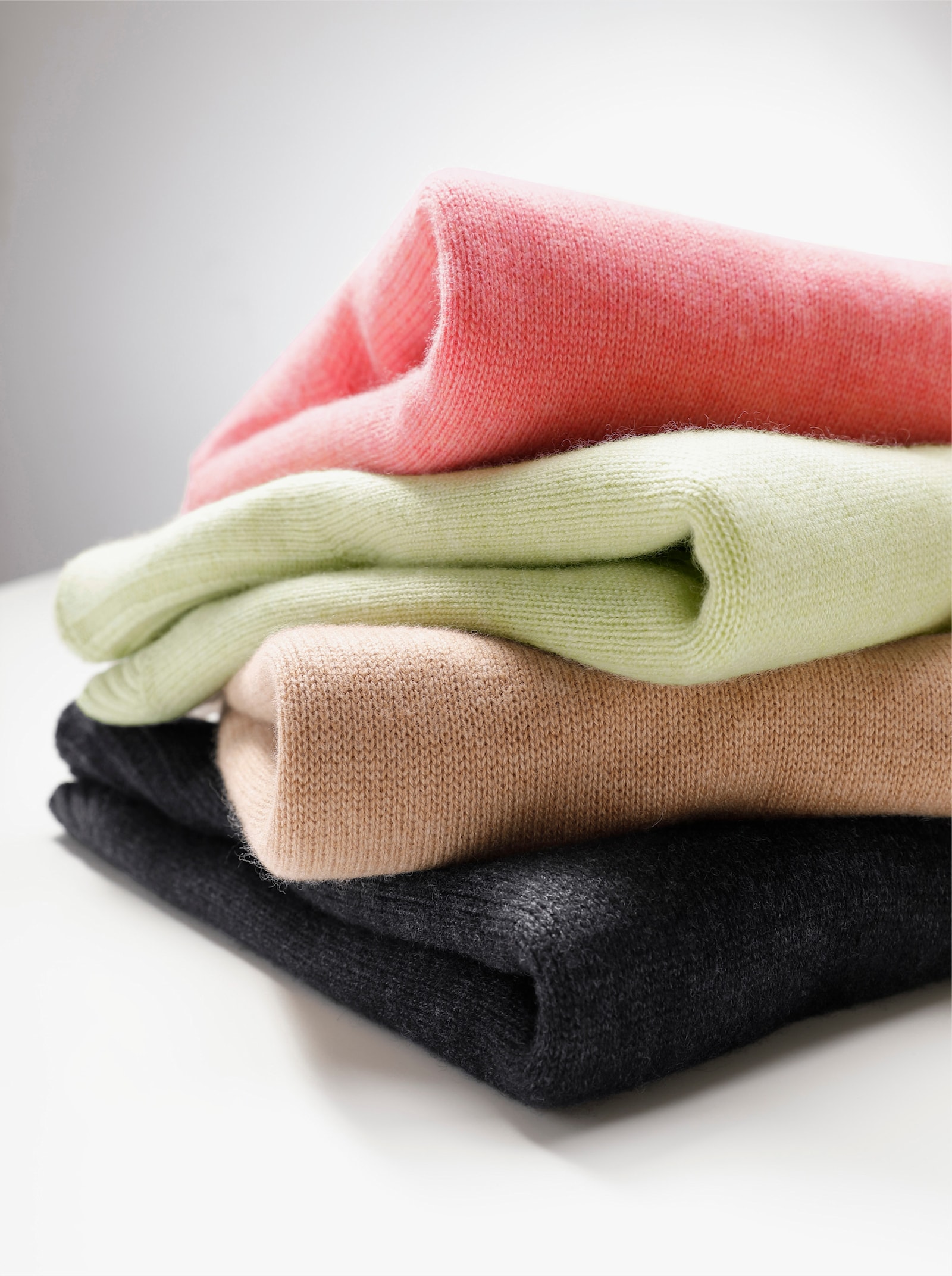 CREATION L PREMIUM Stehkragenpullover Mit seitlichen Einsätzen - pistazie-meliert