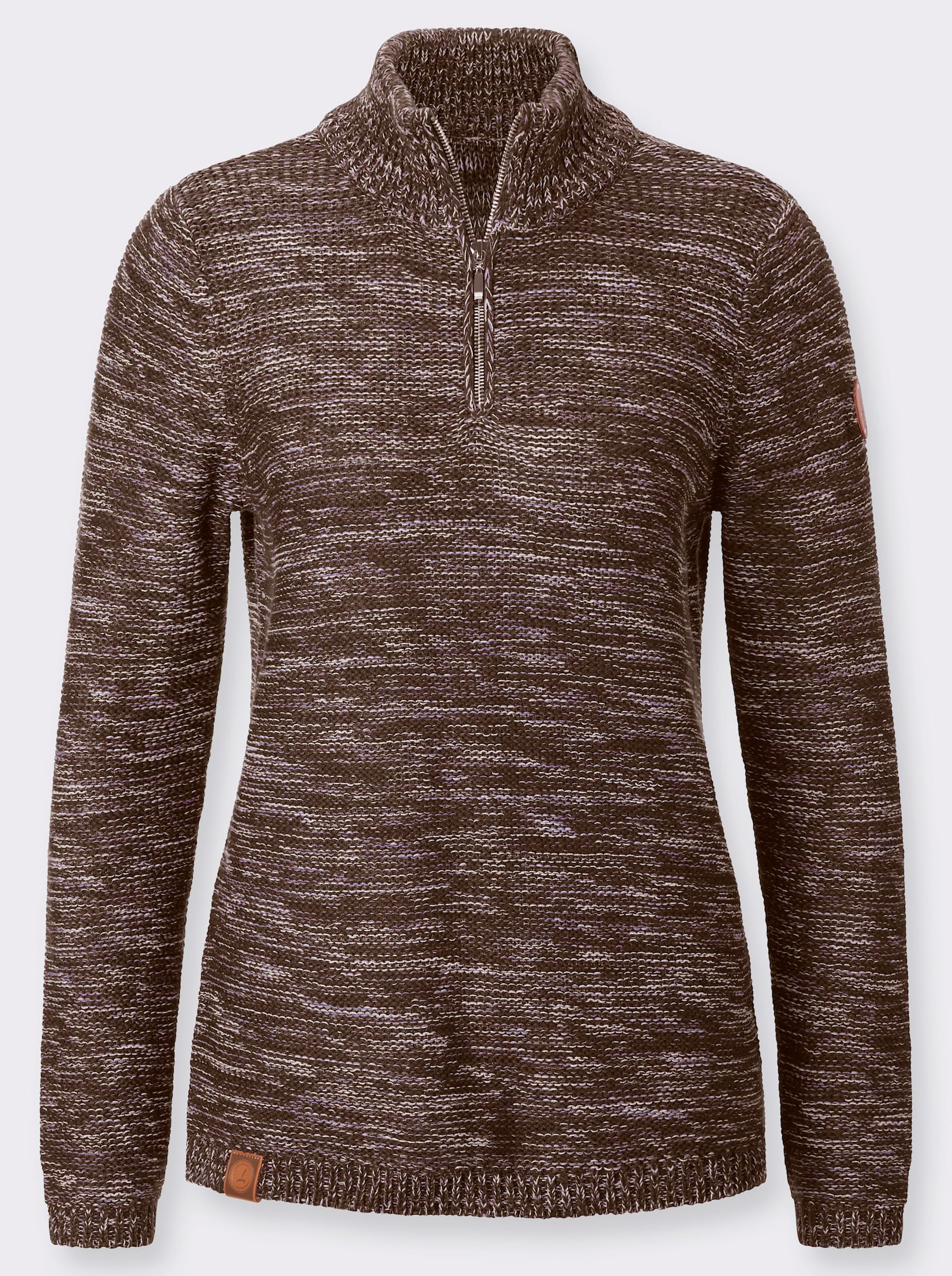 Schipperstrui met ribboorden - choco gemêleerd