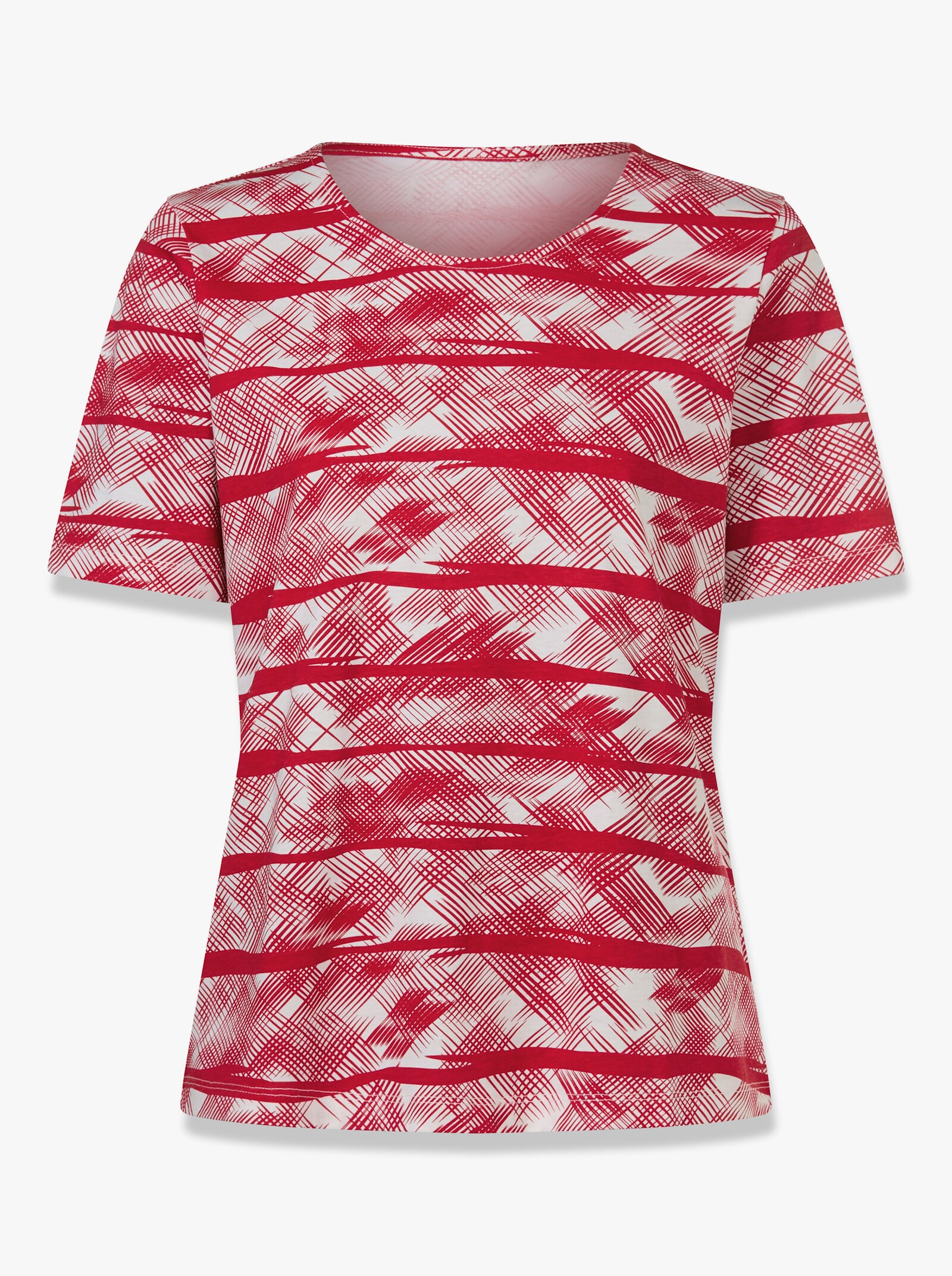 Tričko s krátkymi rukávmi z čistej bavlny - Červeno-svetlobéžová potlač