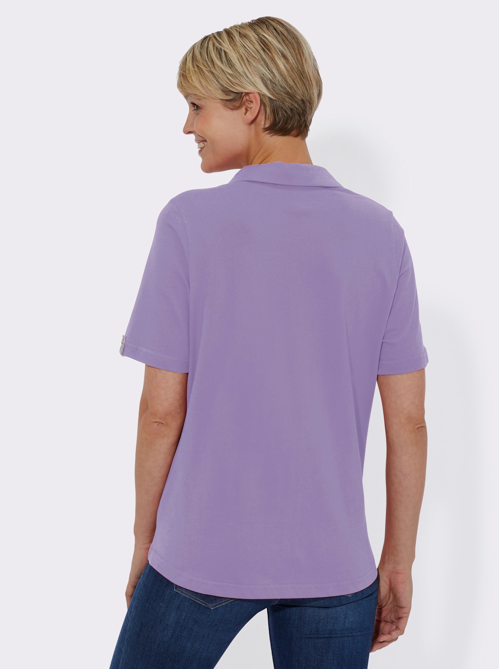 Poloshirt mit Zierriegel - flieder