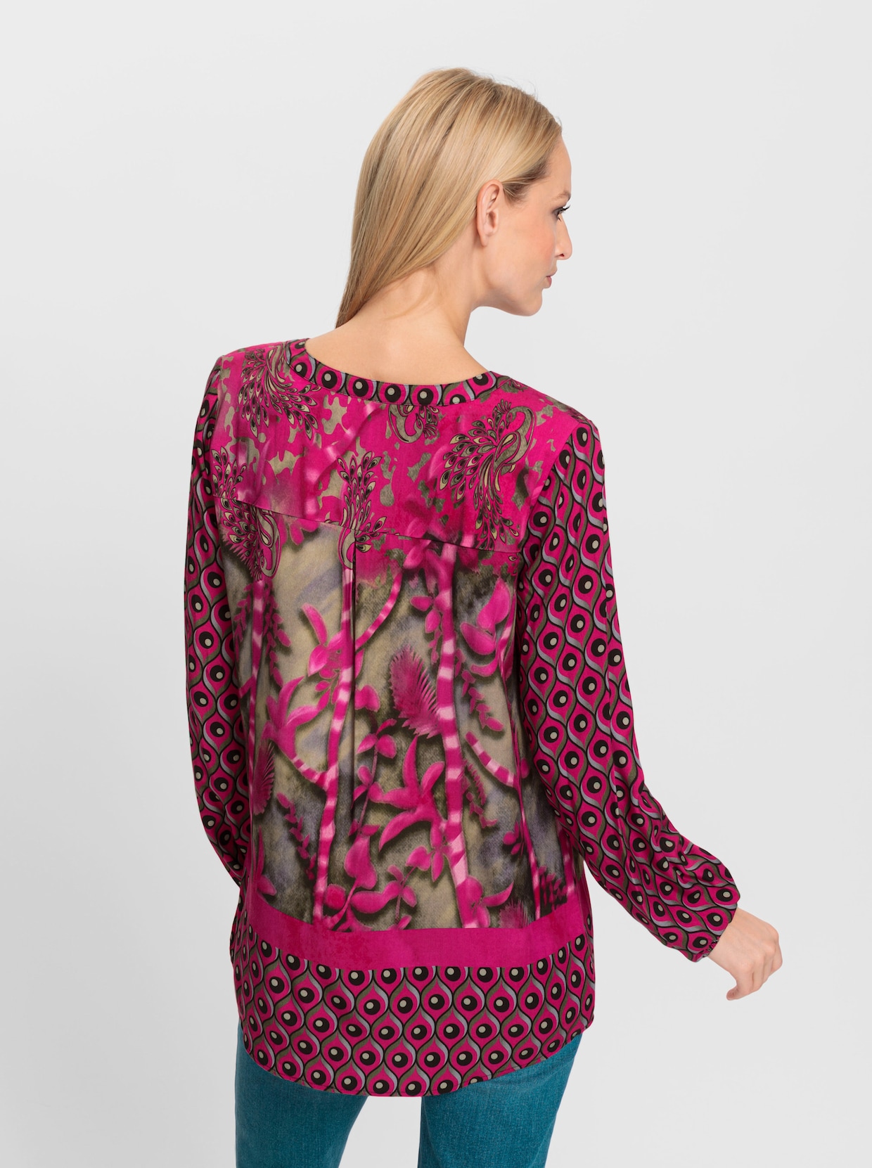 heine Blouse met print - pink/kaki geprint