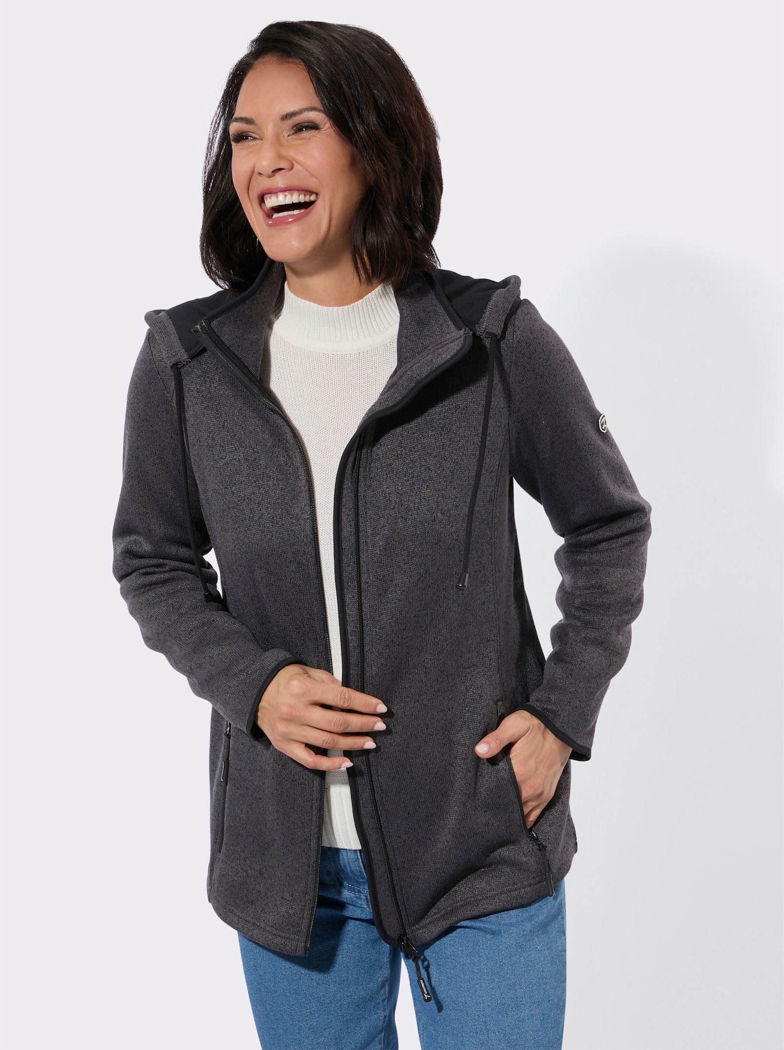 Fleecejacke mit Antipilling-Ausrüstung - anthrazit-meliert