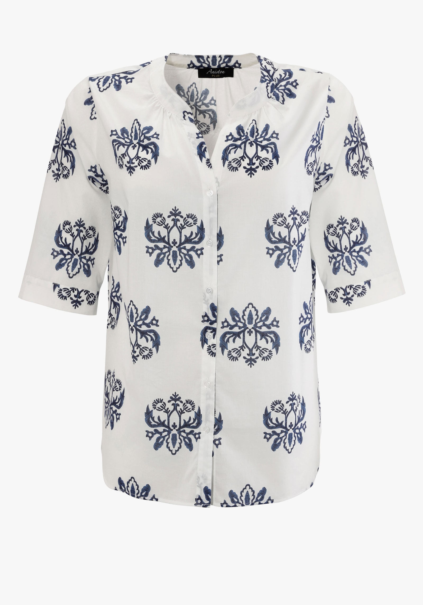 Aniston PLUS Longbluse - weiß-marine-blau