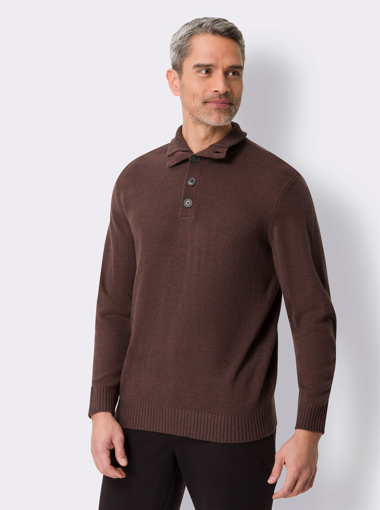 Pullover met lange mouwen - roodbruin gemêleerd