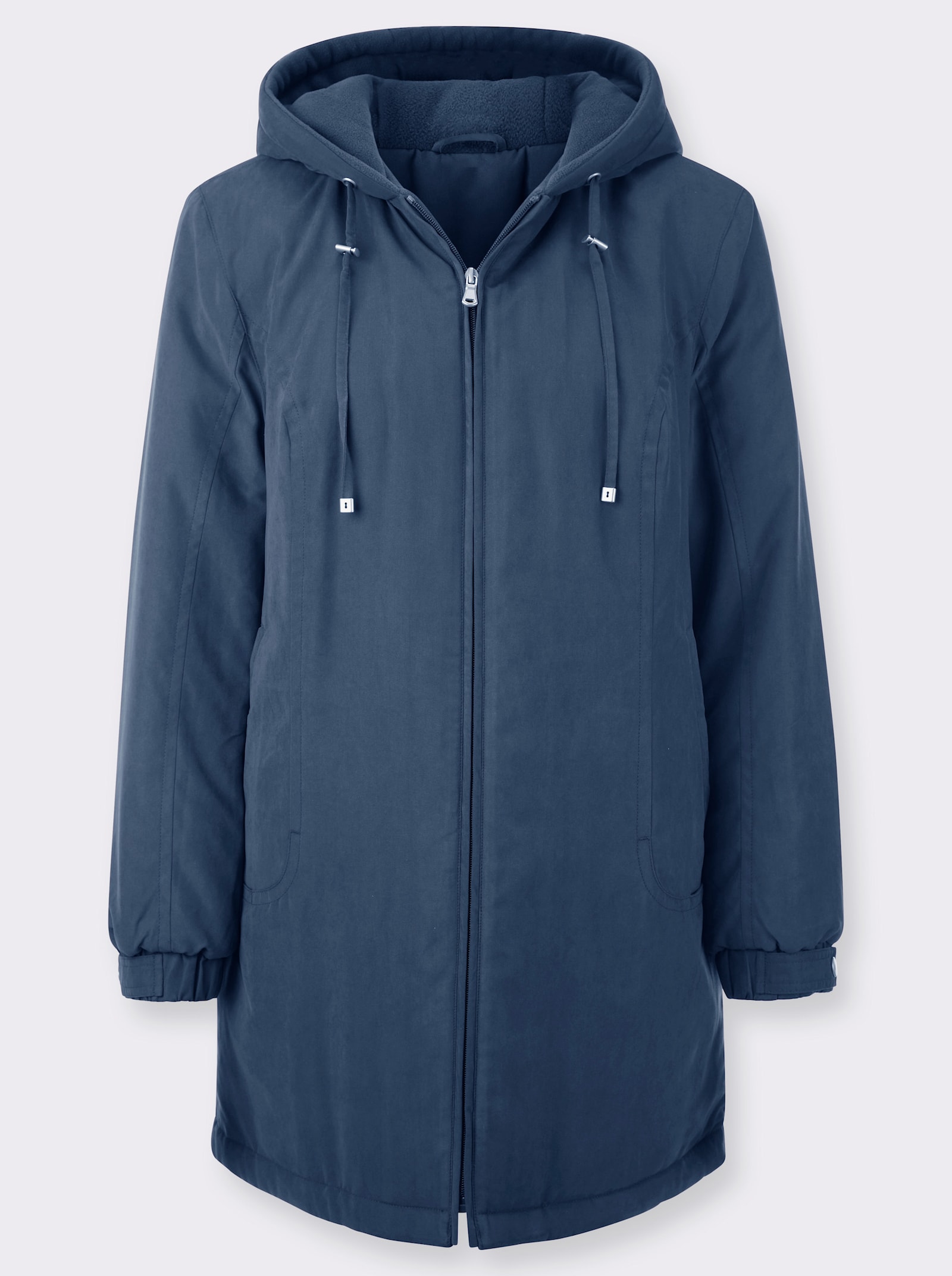 Kapuzenjacke in Micro-Moss-Qualität - dunkelblau