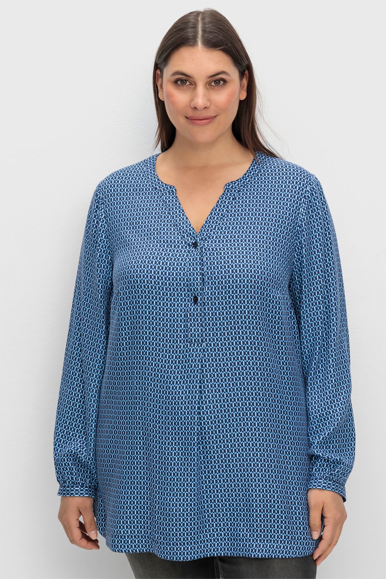 sheego Tunika - tiefblau-gemustert