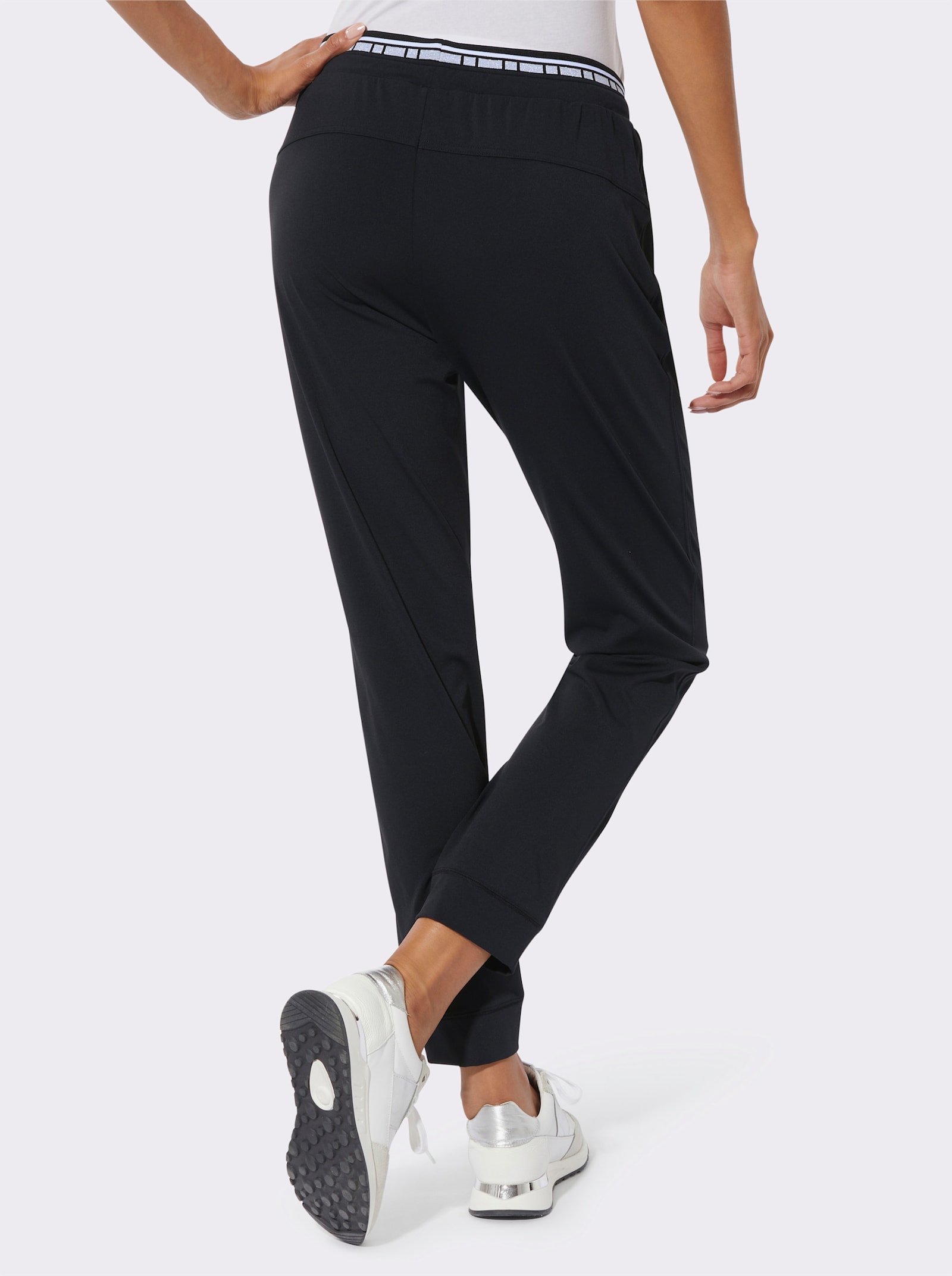 Jogg Pants mit doppeltem Bund - schwarz