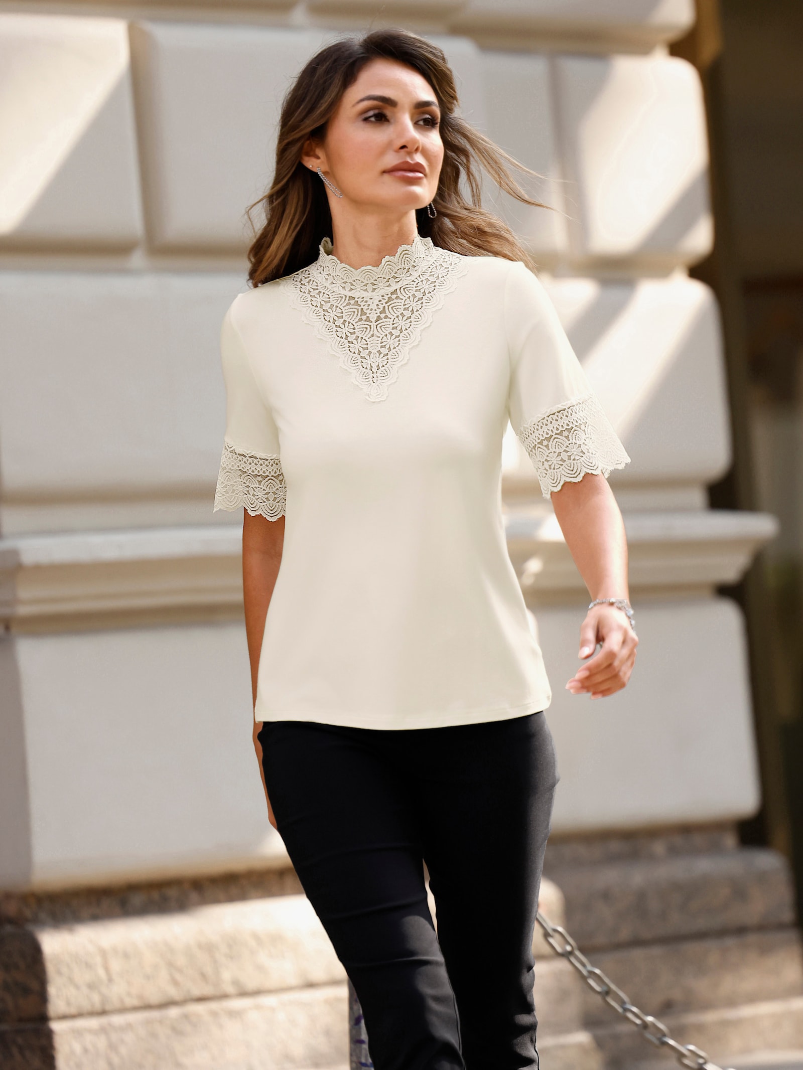 Spitzen-Shirt - champagner