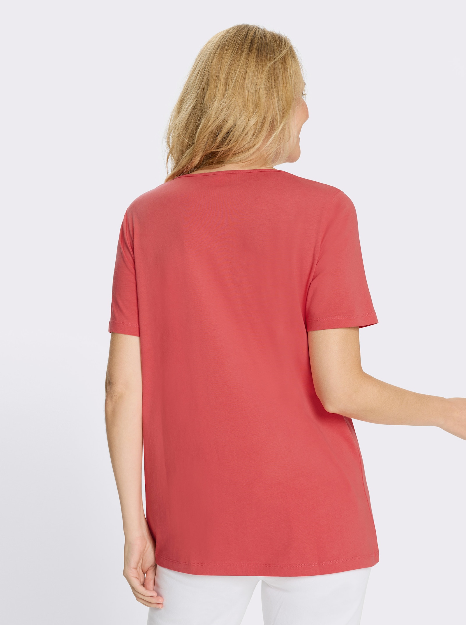 Longshirt mit Mandala-Motiv - grapefruit-weiß