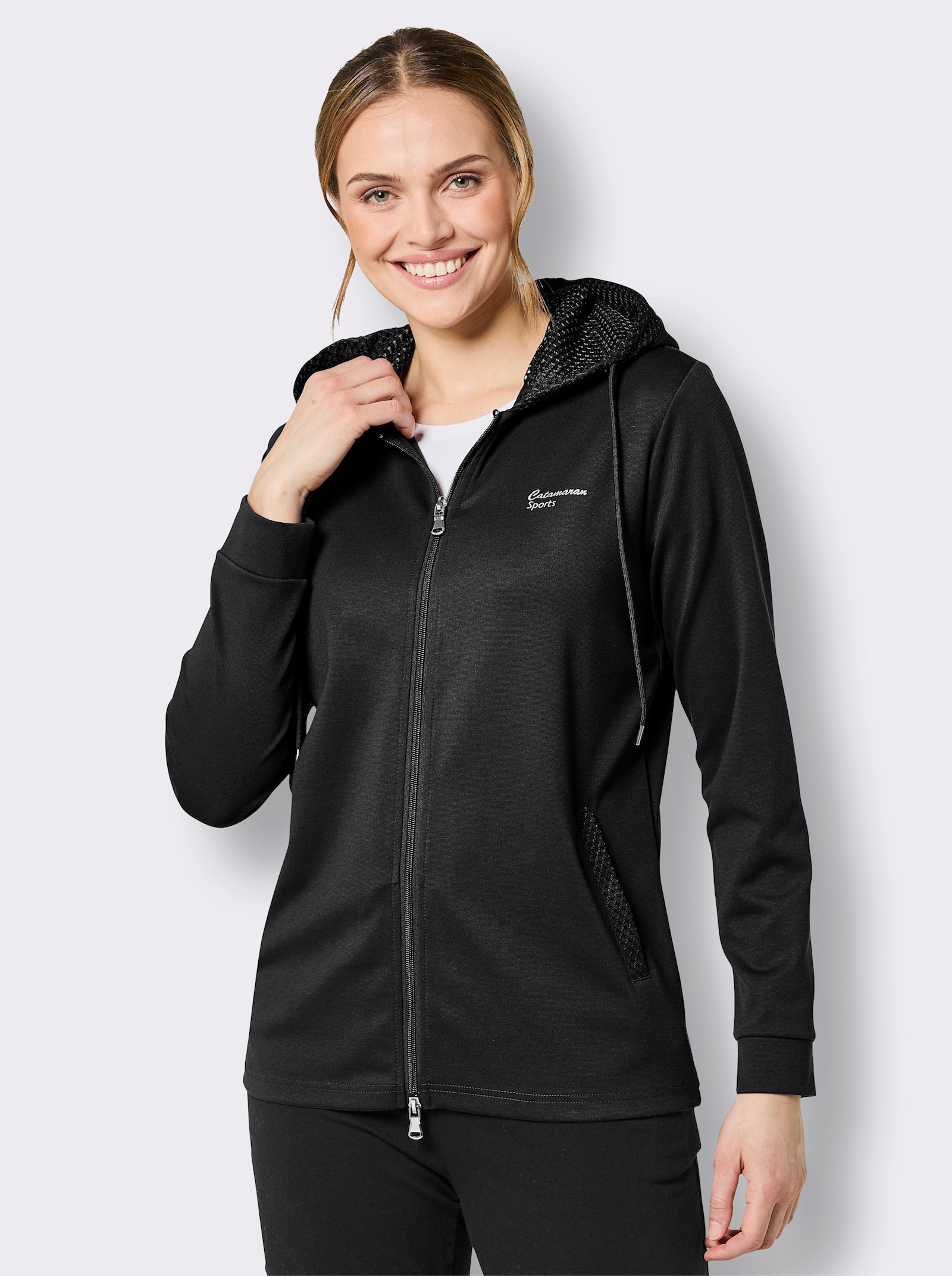 Catamaran Sports Funktionsjacke mit Mesh-Besatz - schwarz