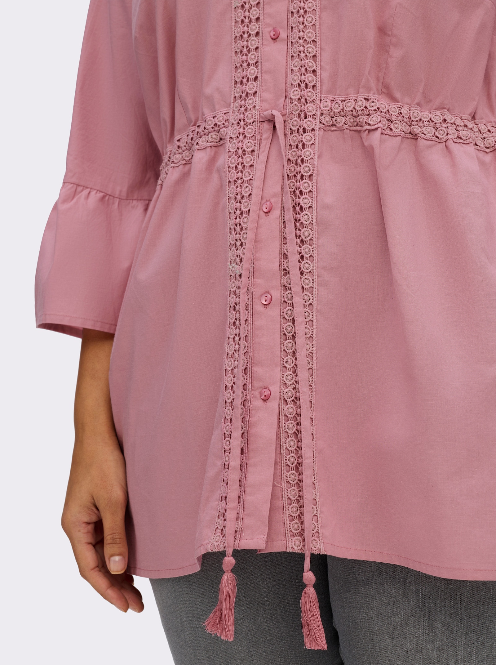 sheego Tunika mit Bindebändern - altrosa