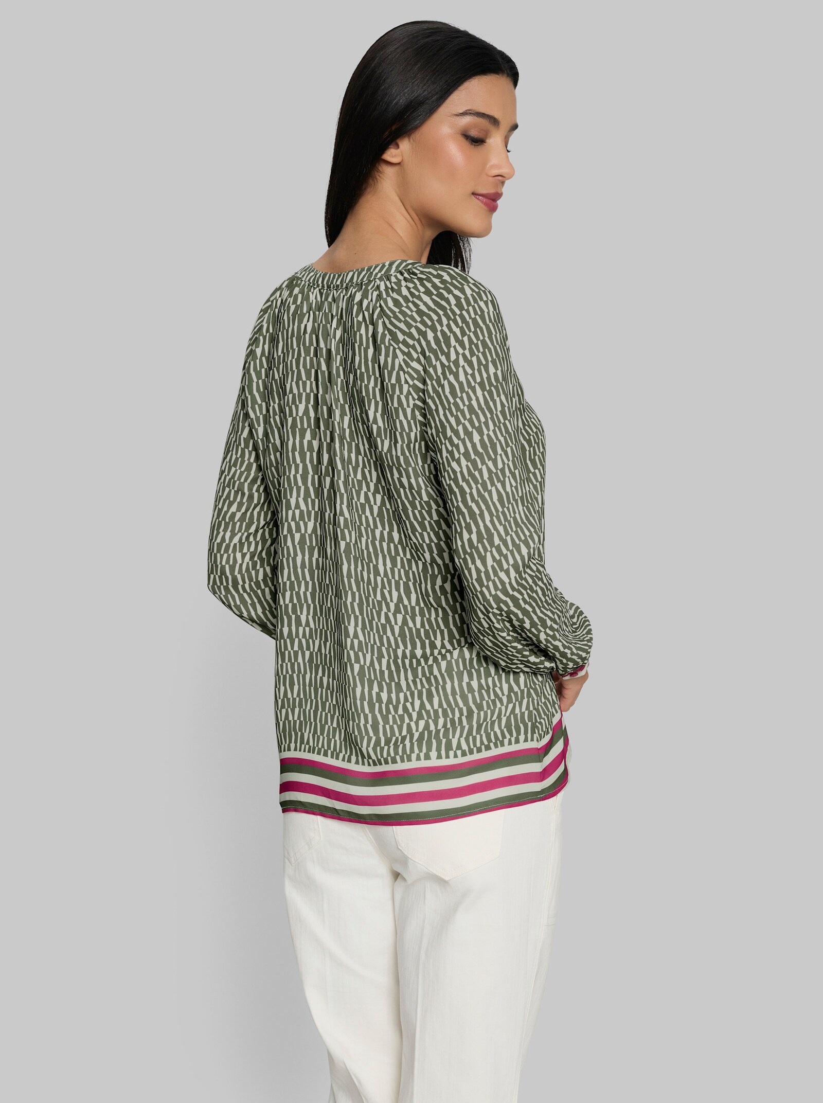 heine Schlupfbluse mit Druck-Dessin - oliv-champagner-bedruckt