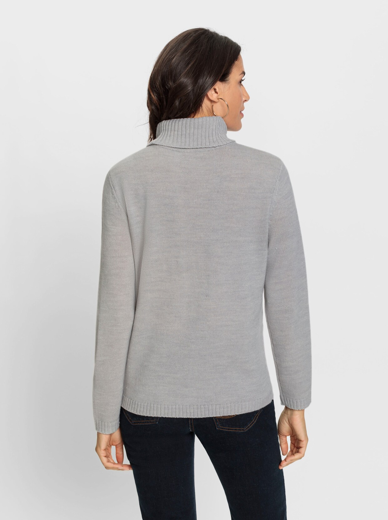 Rollkragenpullover - hellgrau-meliert