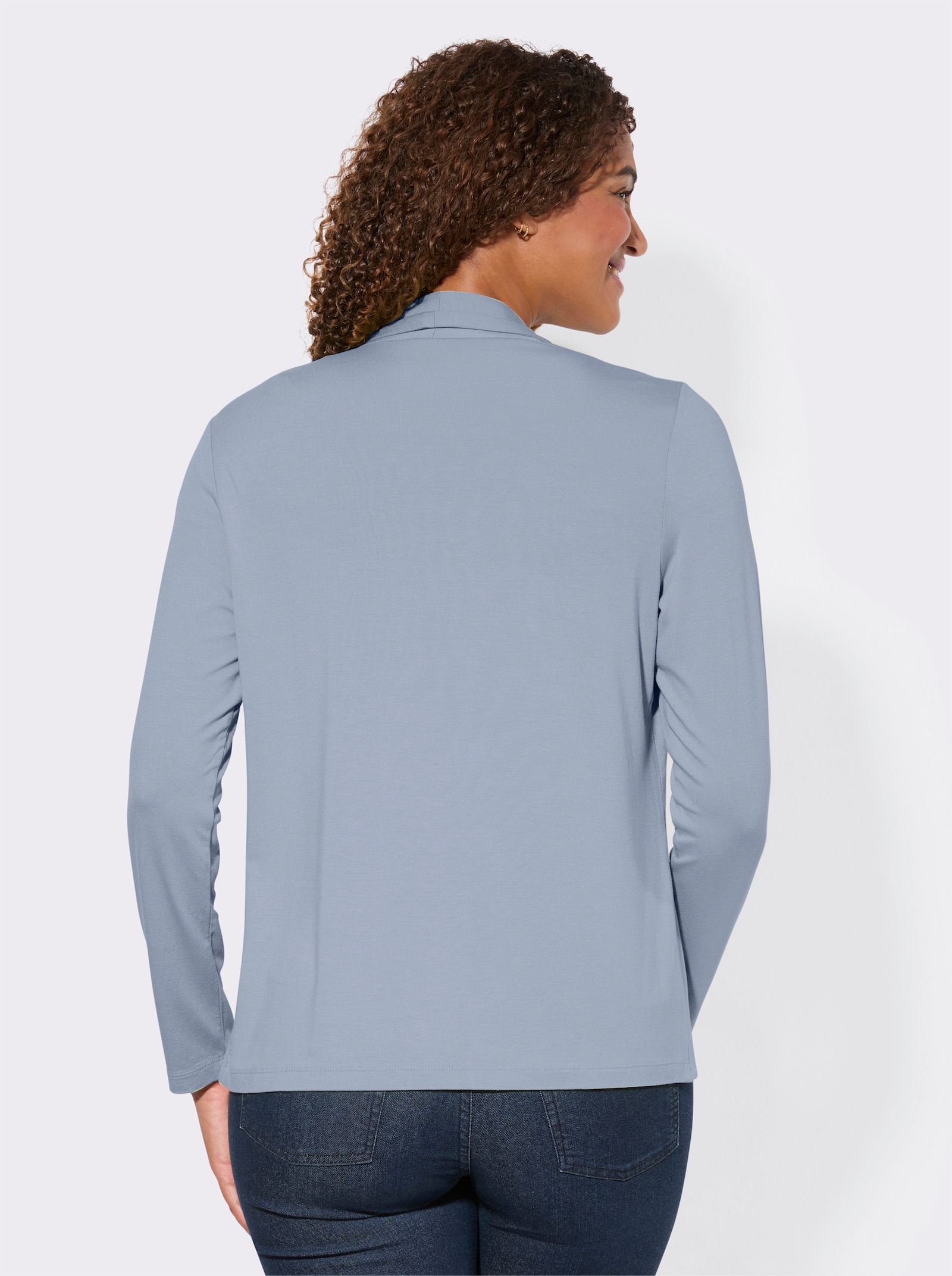 Shirtjacke mit Schalkragen - bleu