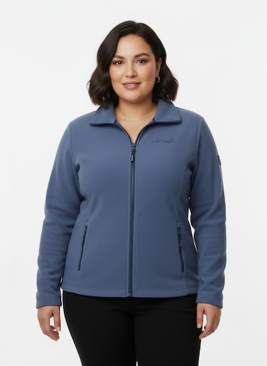 Fleecejacke mit Stickerei - jeansblau