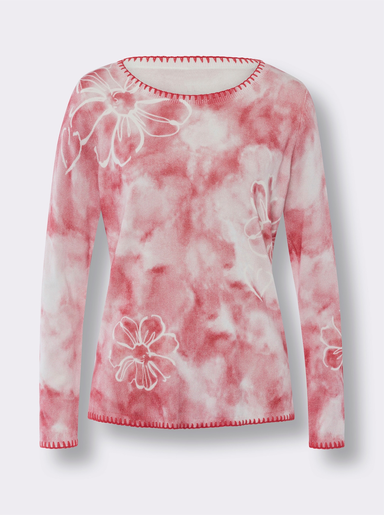 heine Druck-Pullover - flamingo-hellrosé-bedruckt