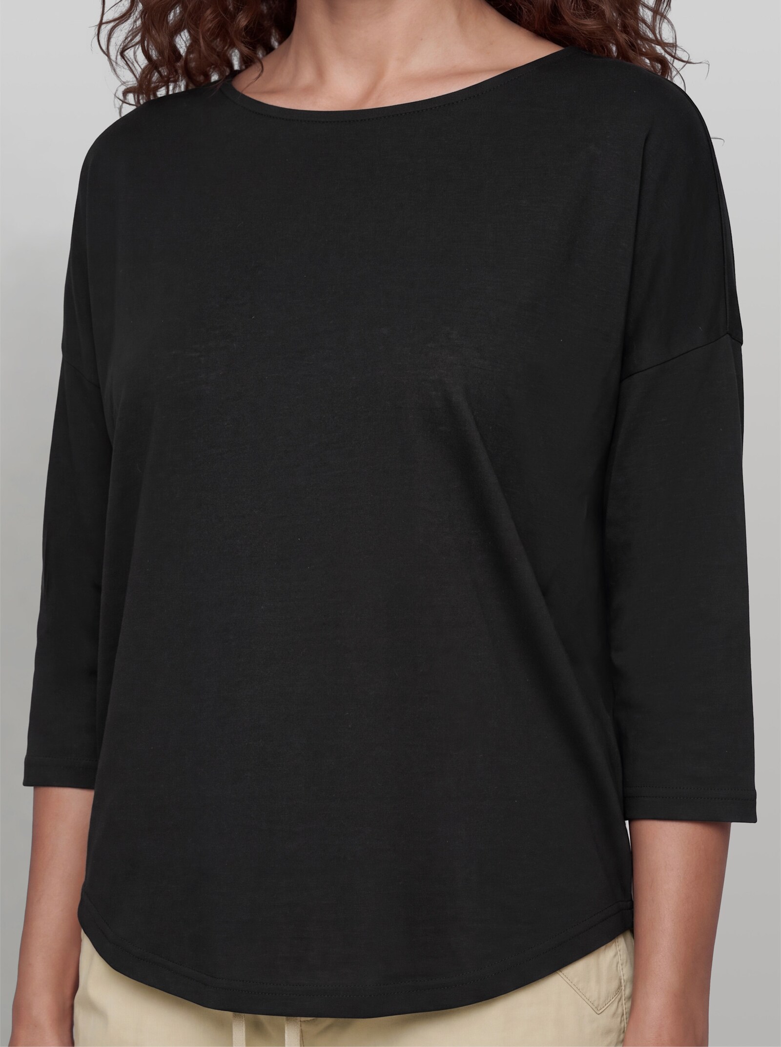 heine 3/4-Arm-Shirt mit Leinen - schwarz
