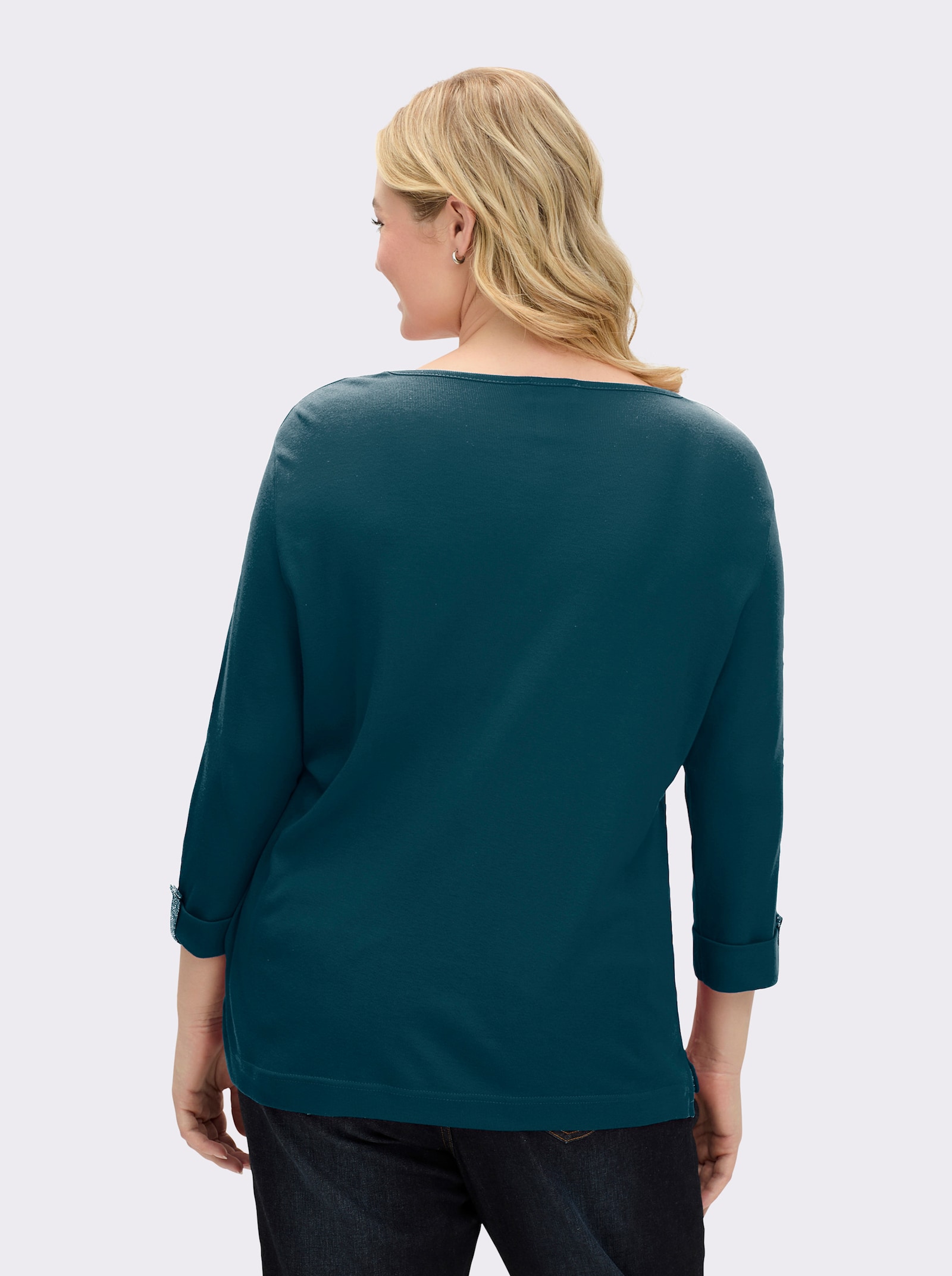 3/4-Arm-Shirt mit Glitzer-Details - petrol