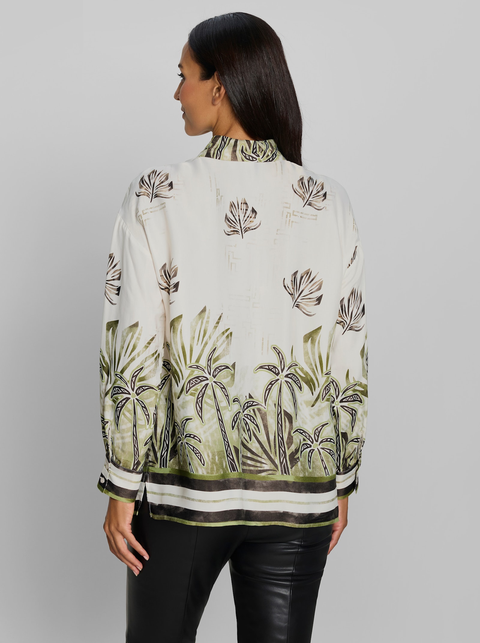 heine Druckbluse mit Palmenprint - ecru-oliv-bedruckt