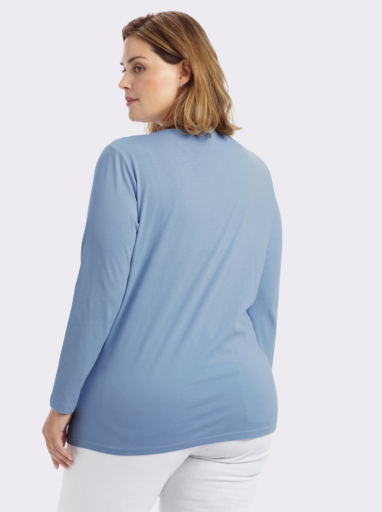 Langarmshirt in weiter Form - hellblau