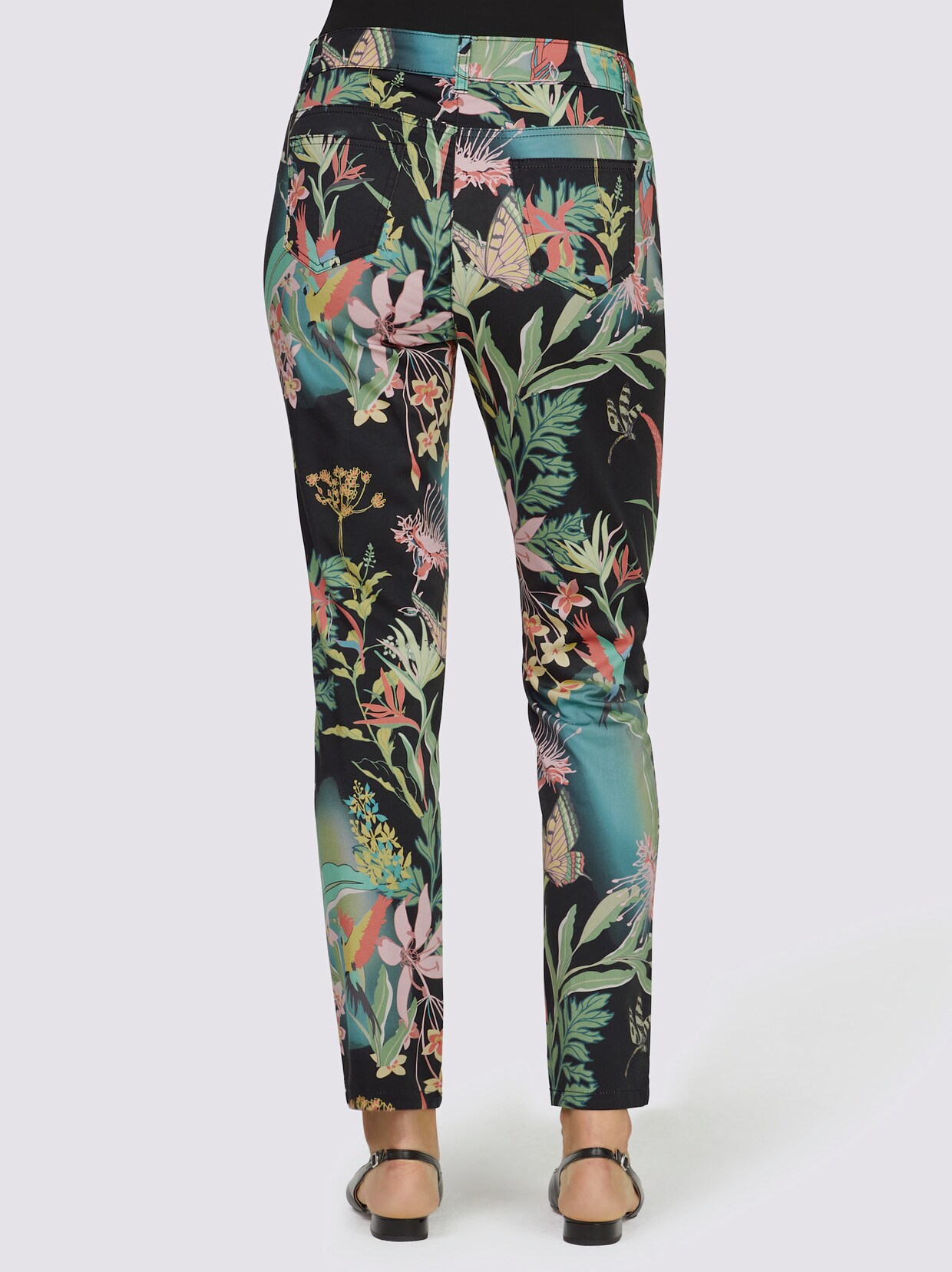 heine Druck-Hose - schwarz-apfel-bedruckt