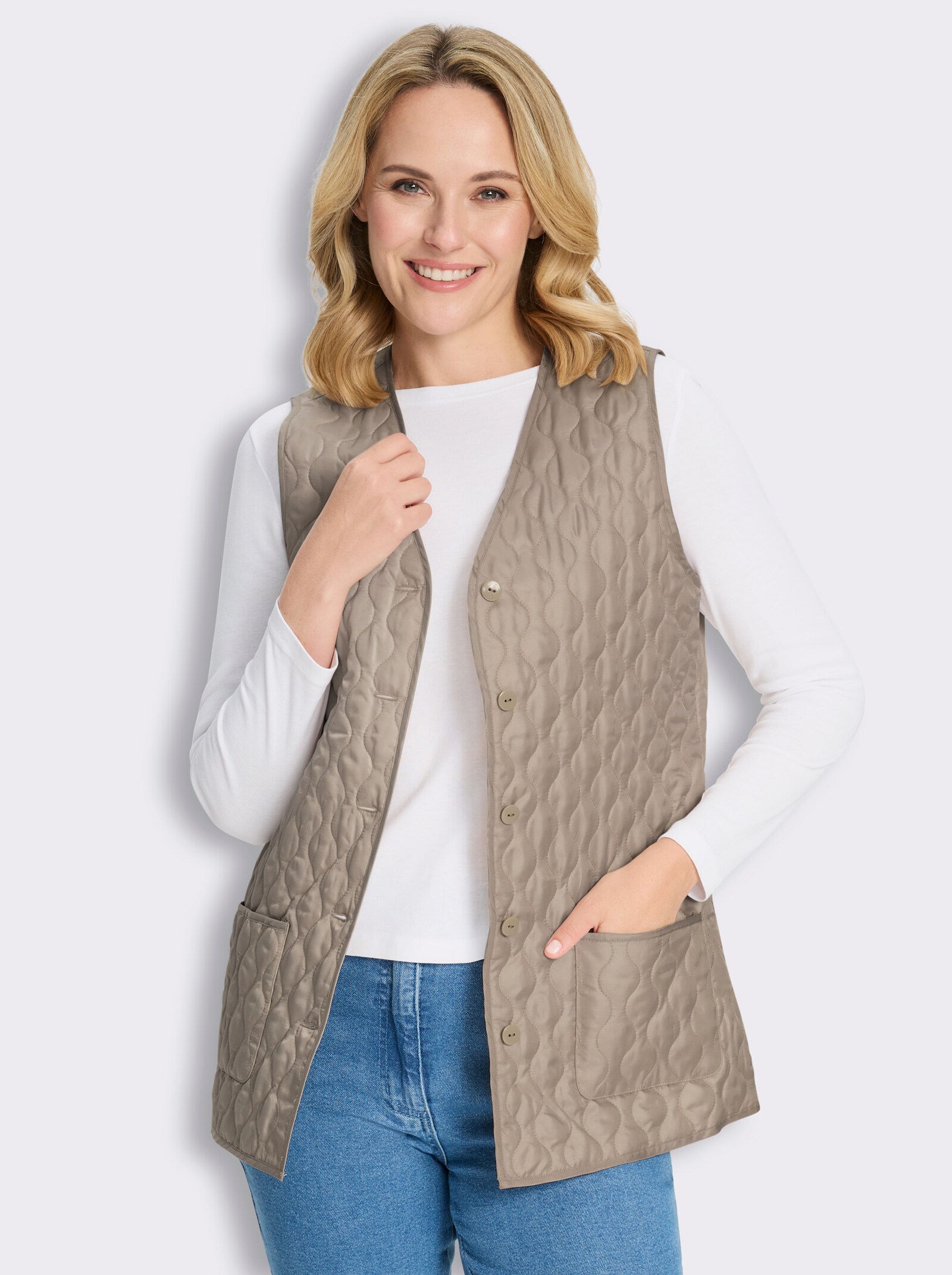 Steppweste mit Wattierung - beige
