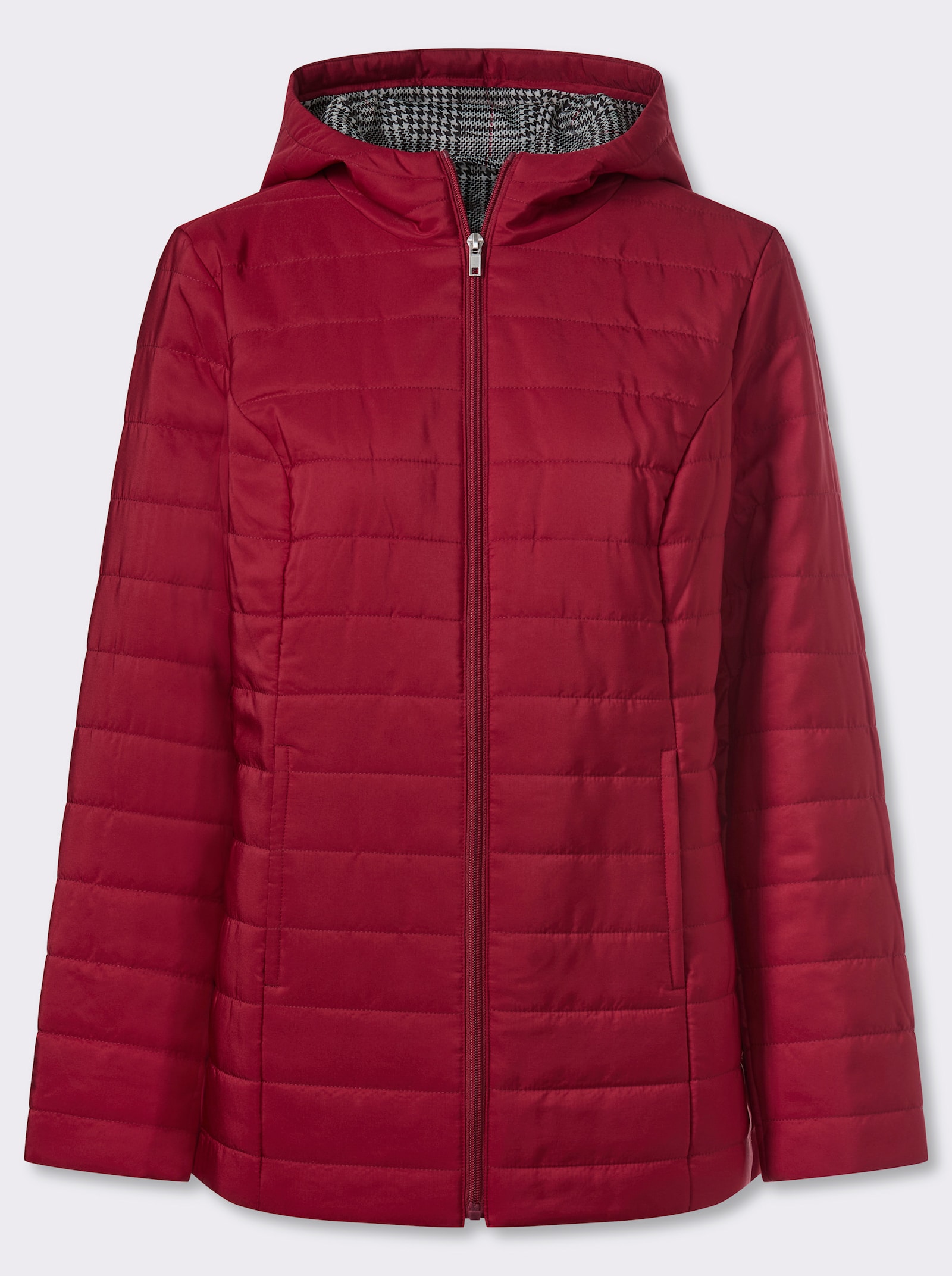 Steppjacke mit bedrucktem Futter - kirsche