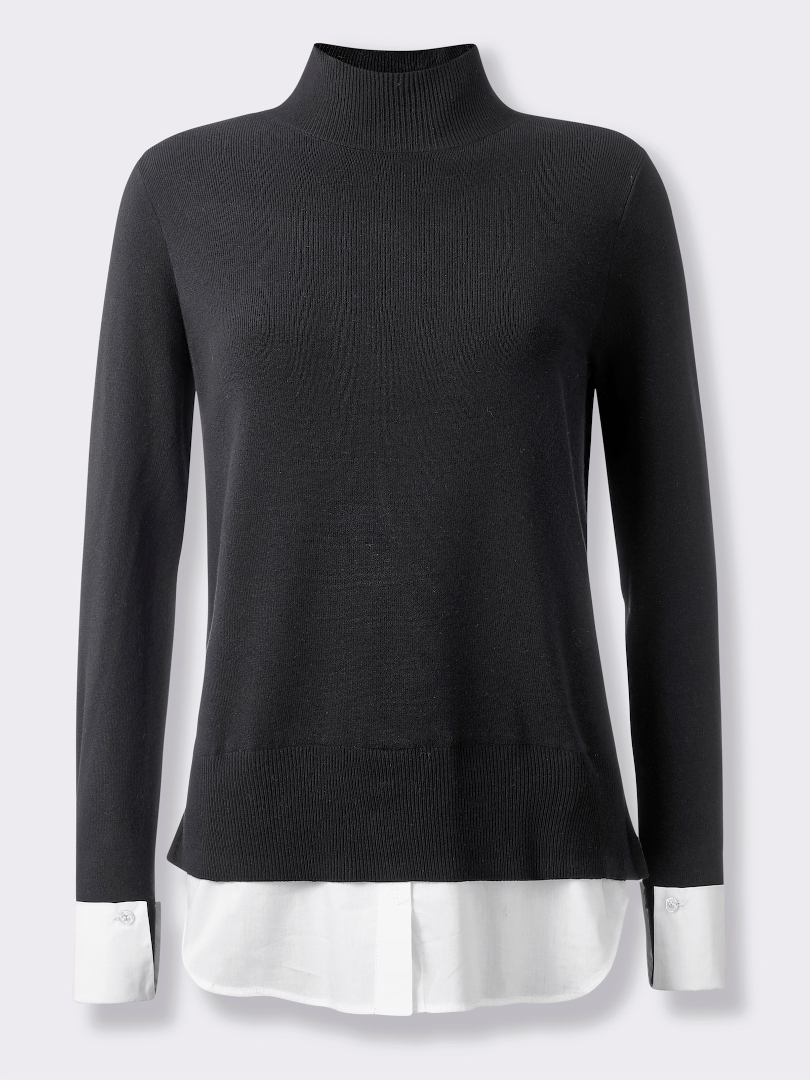 heine Feinstrickpullover in 2-in-1-Optik - schwarz