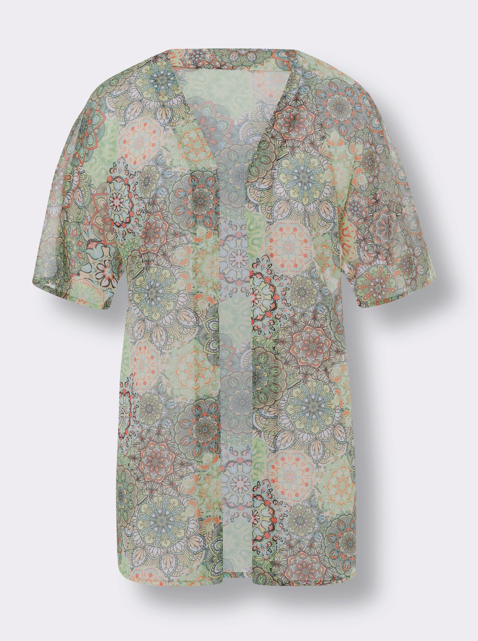 Kaftan in lang model - resedagroen/papaya bedrukt