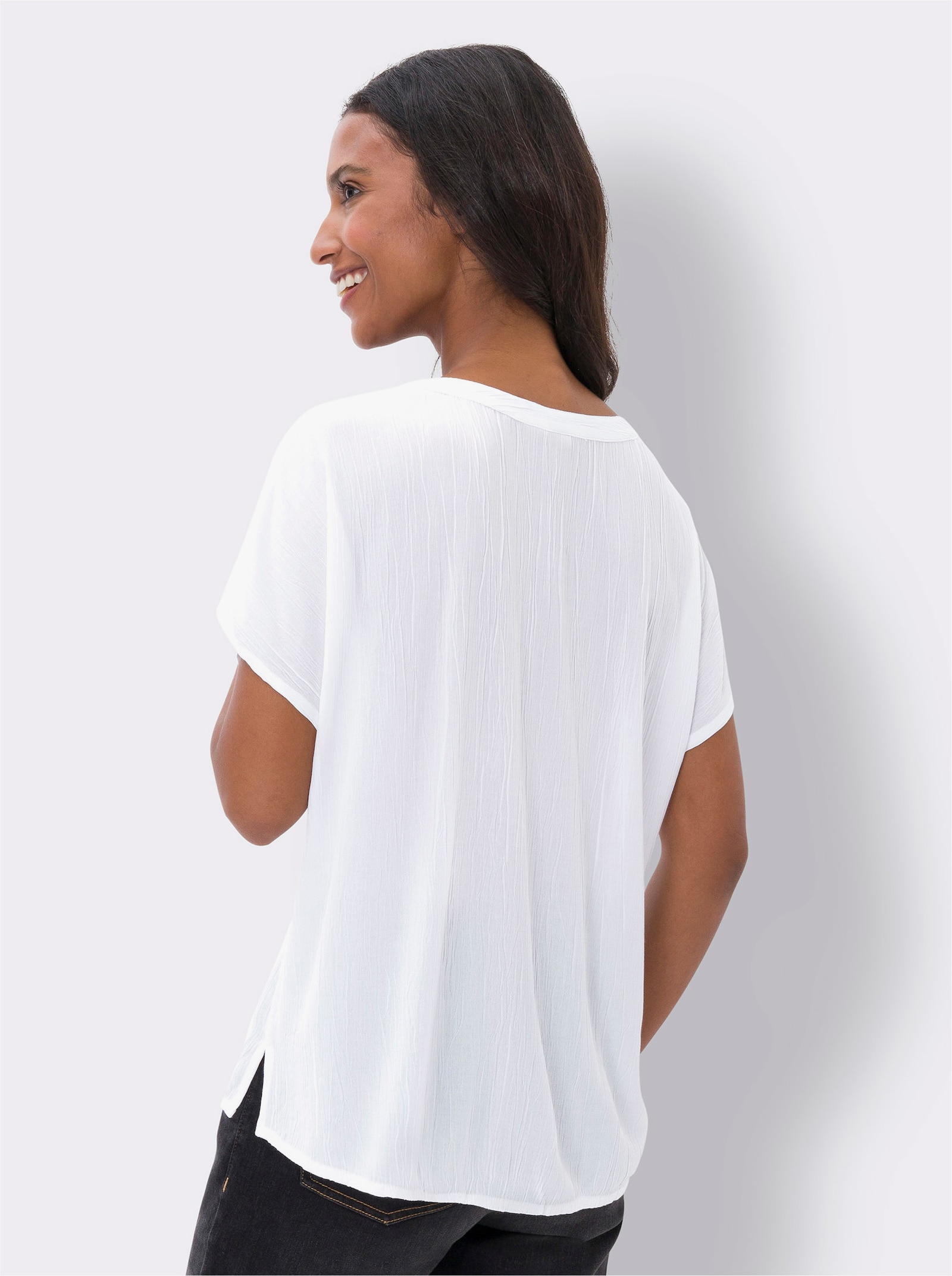 heine Schlupfbluse mit Zier-Knopfleiste - ecru