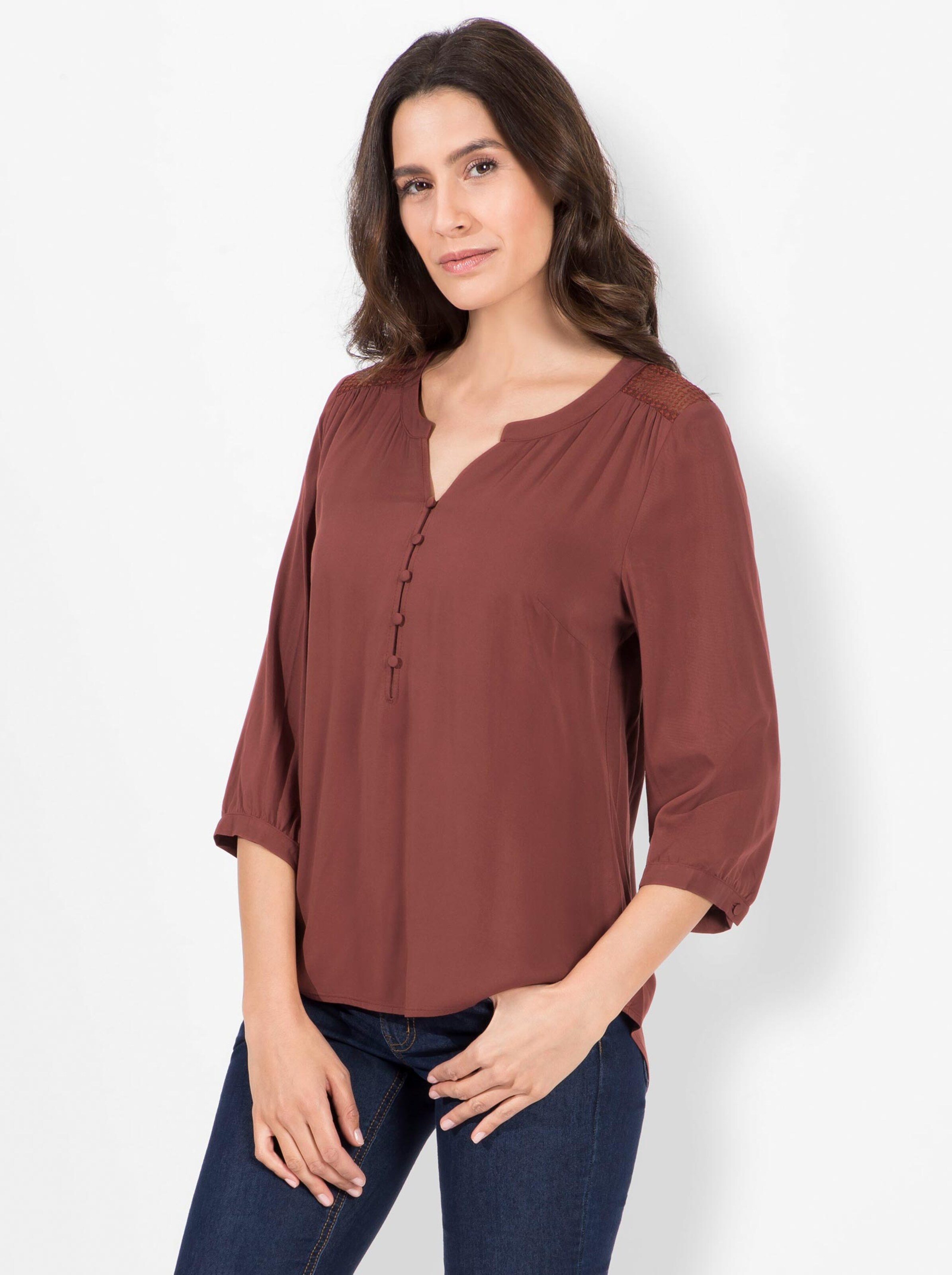 Damenmode Blusen Schlupfbluse in rotbraun Damenmode Blusen Schlupfbluse in rotbraun