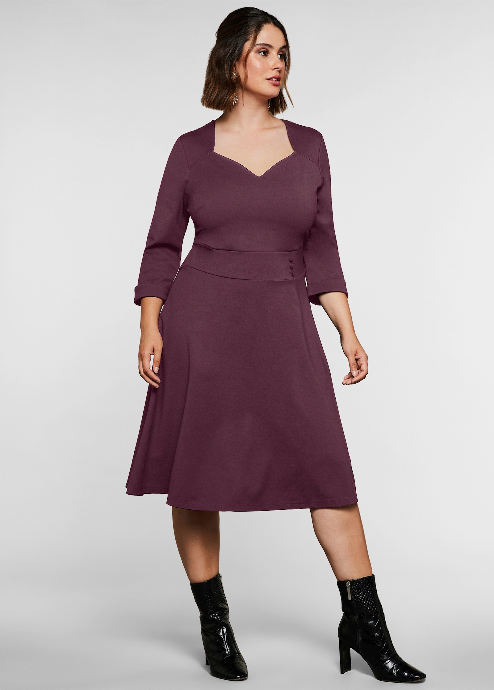 sheego by Joe Browns Cocktailkleid mit Taillenband - burgund