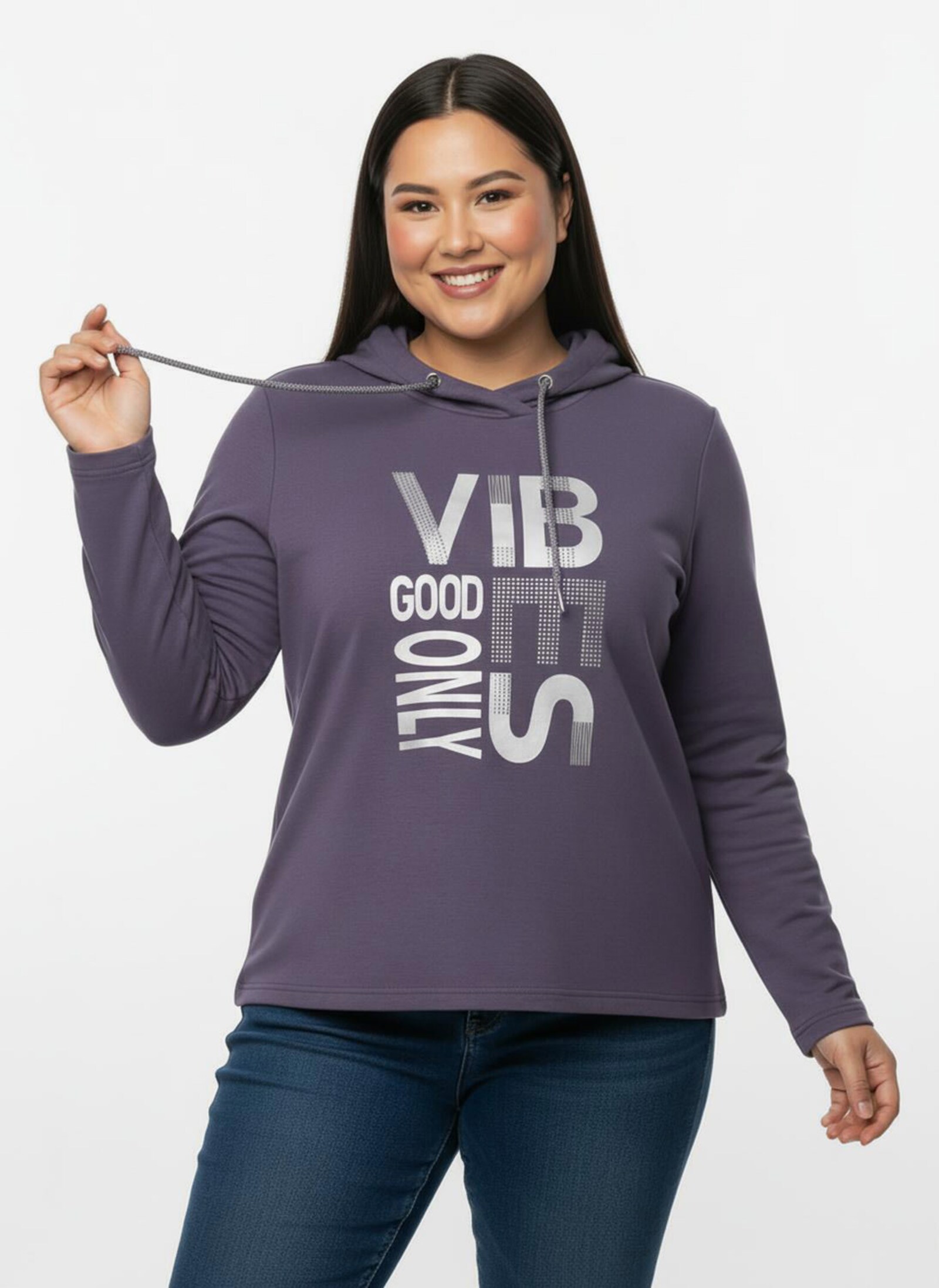 Langarmshirt mit silberfarbigem Print - feige