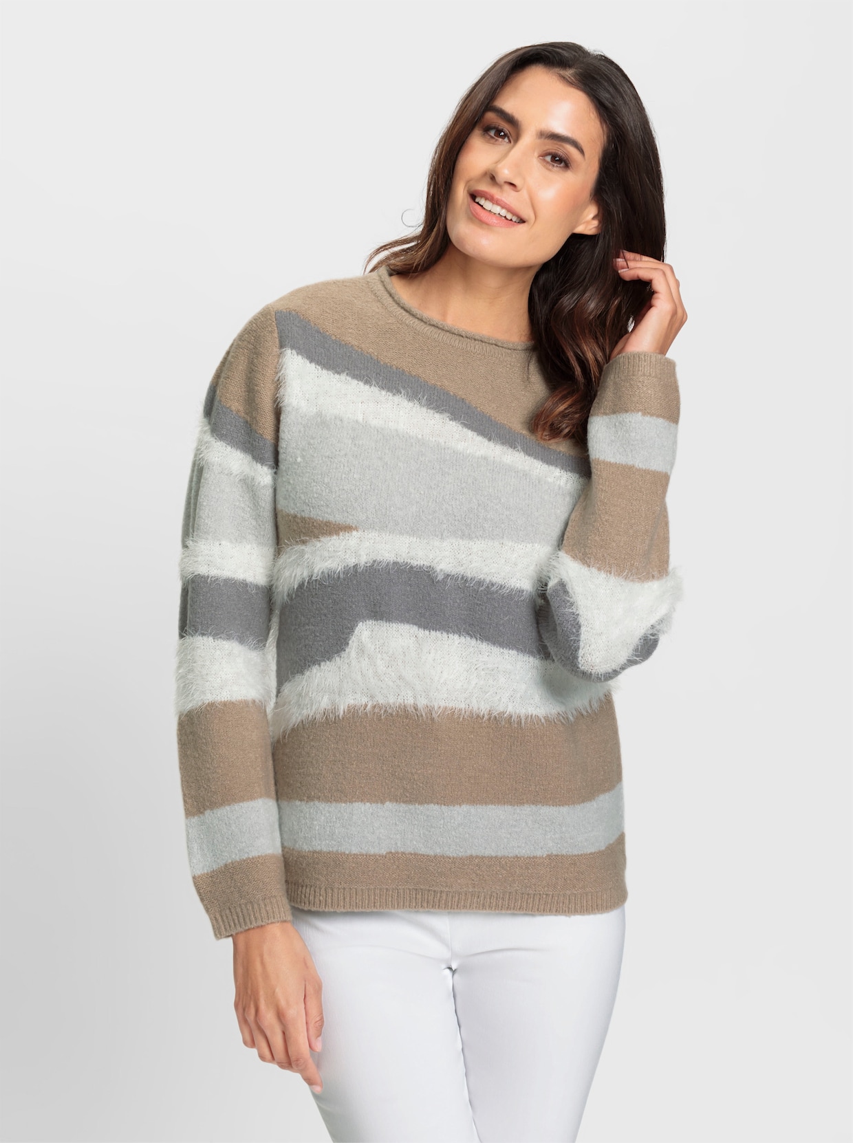 Pullover - sesam-steingrau-gemustert