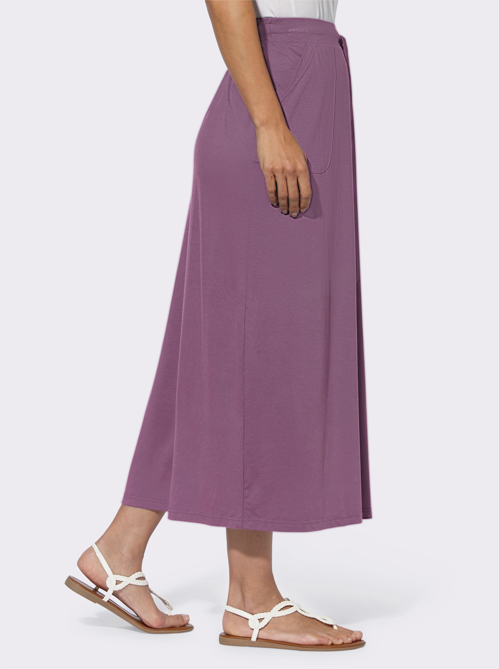 Trikåkjol med sidosprund - violett