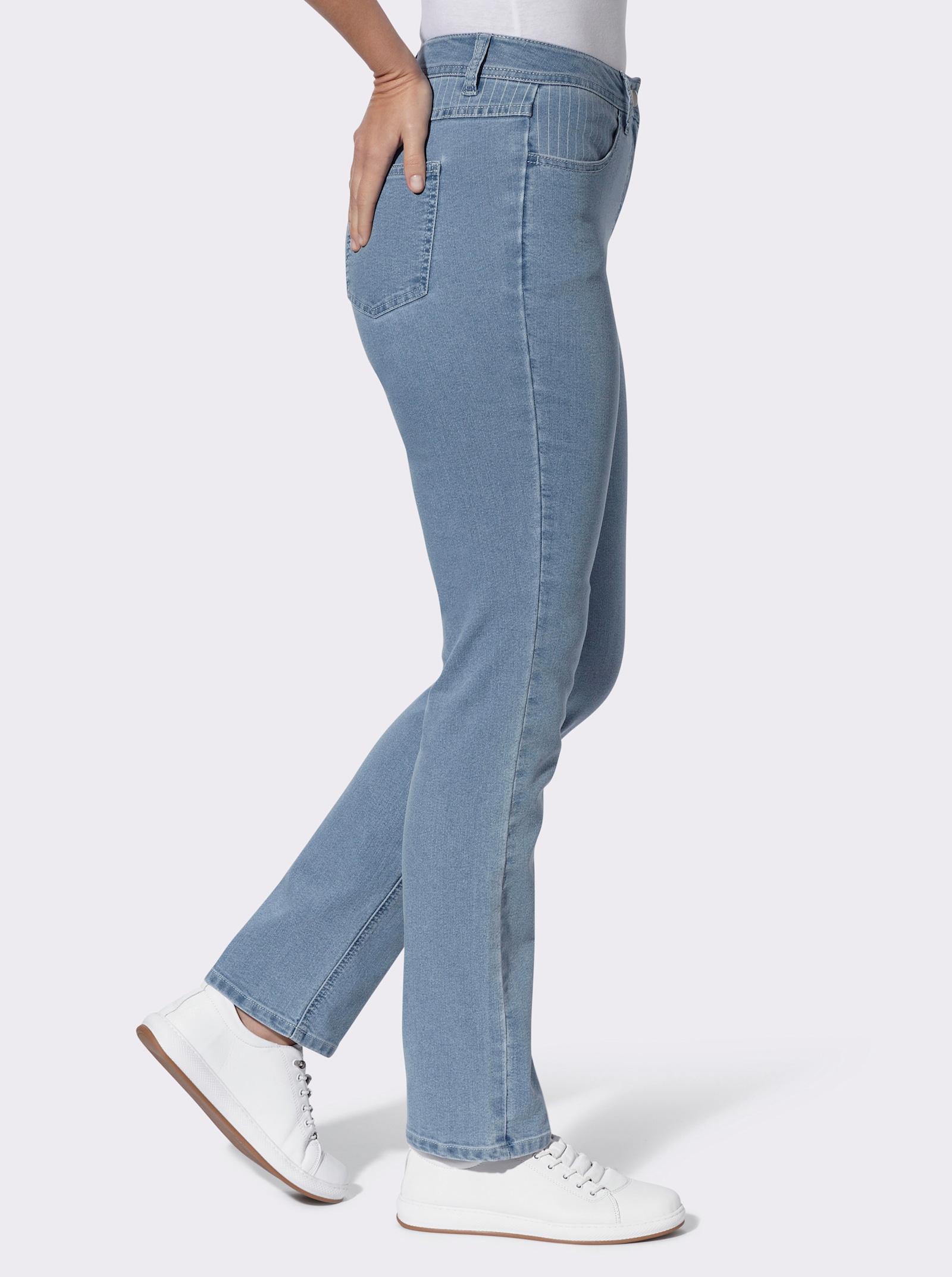 Jeans met gestreepte inzetten - blue-bleached
