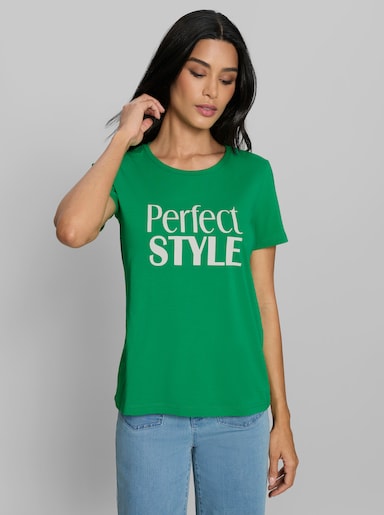 heine Kurzarmshirt mit Schriftzug - grasgrün
