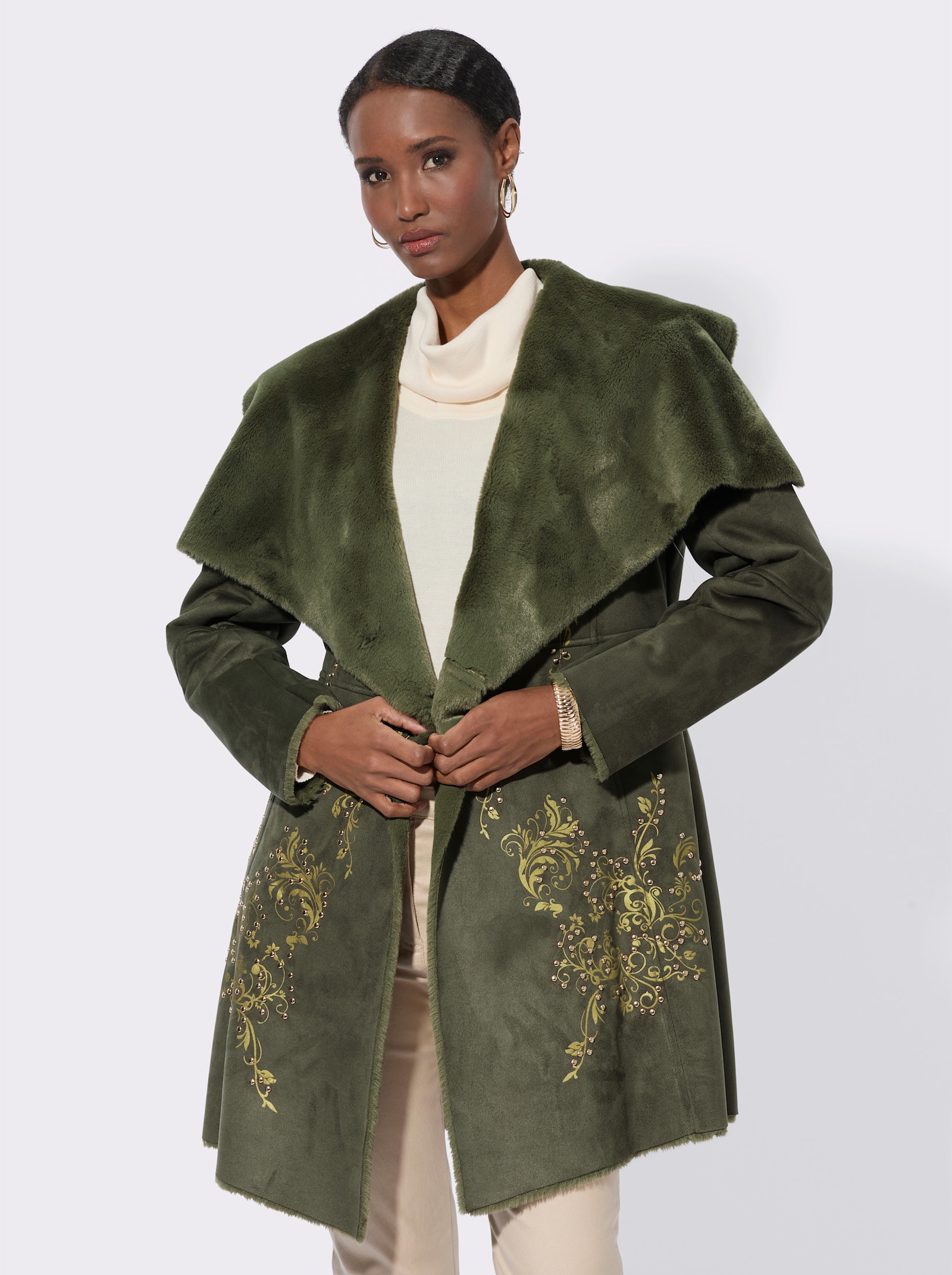 Mainpol Longjacke im hochwertigen Material-Mix - khaki