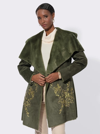 Mainpol Longjacke im hochwertigen Material-Mix - khaki