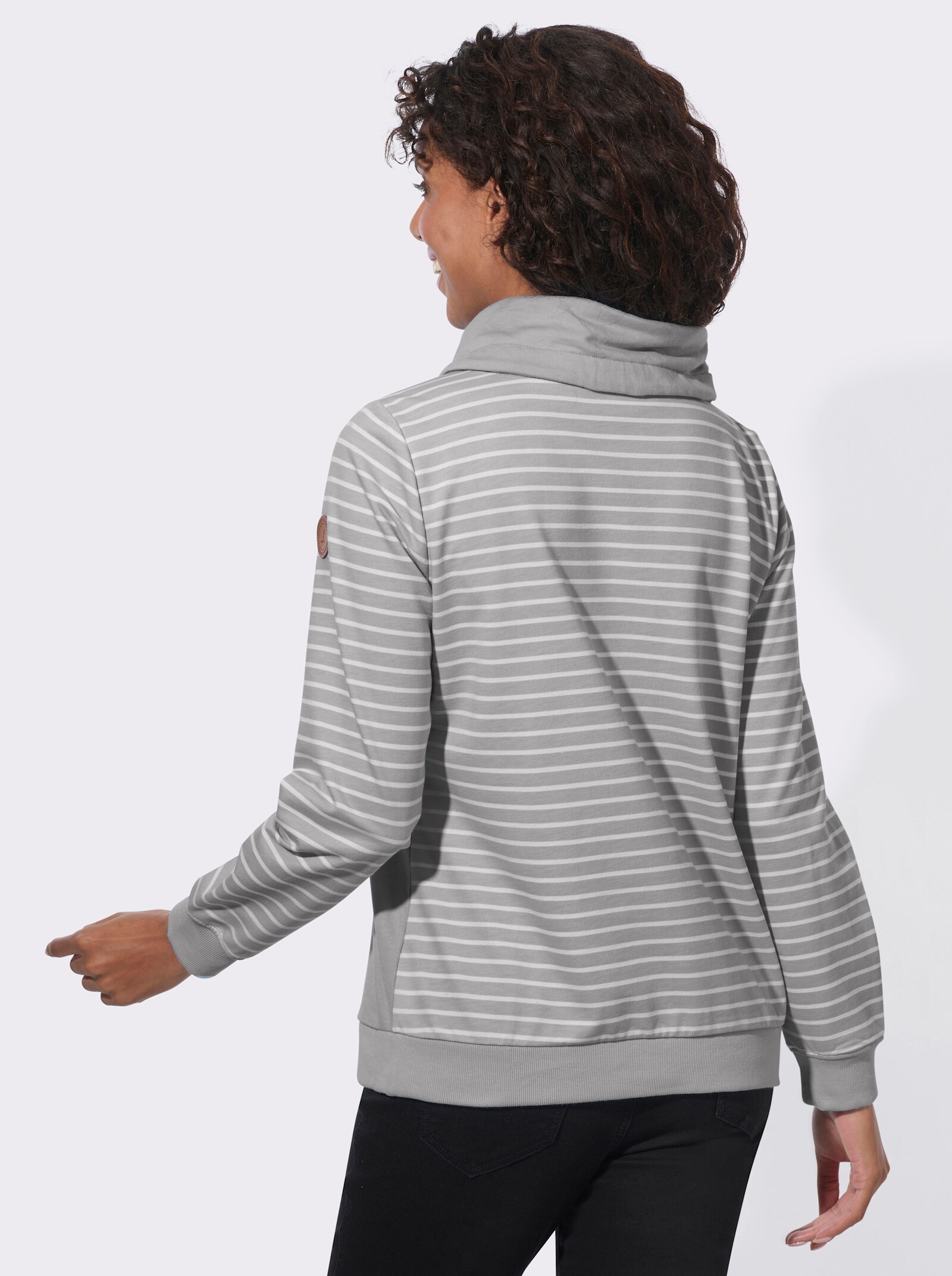 Sweatshirt im Streifenmuster - steingrau-ecru