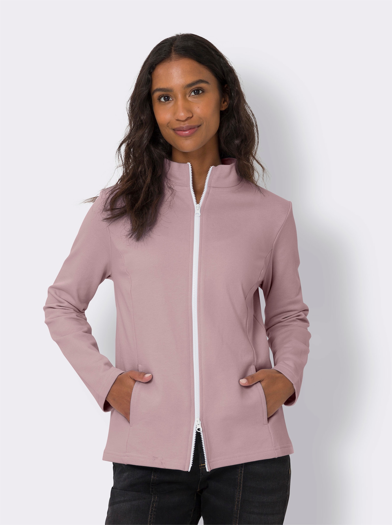 heine Shirtjacke mit 2-Wege-Zipper - mauve