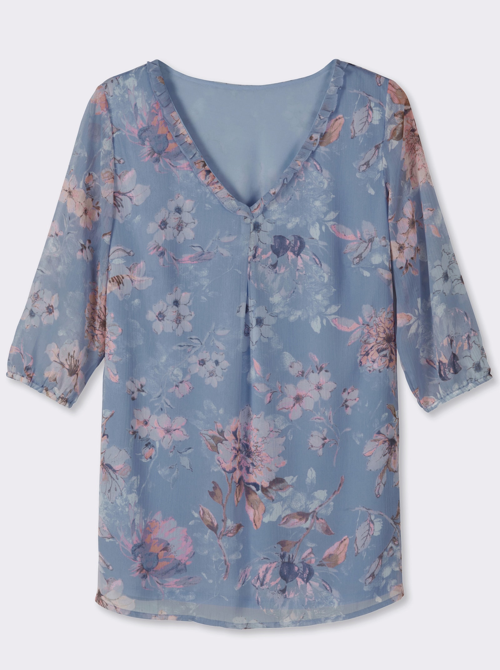 Tunika mit Rüschen-Verzierung - bleu-bedruckt