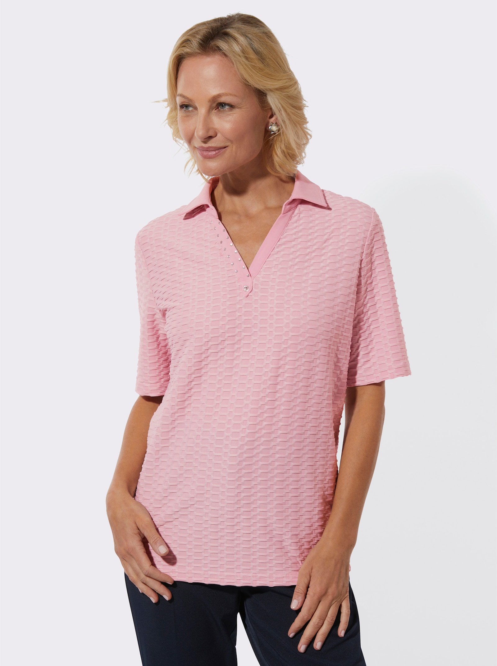 Poloshirt in Struktur-Qualität - rosé