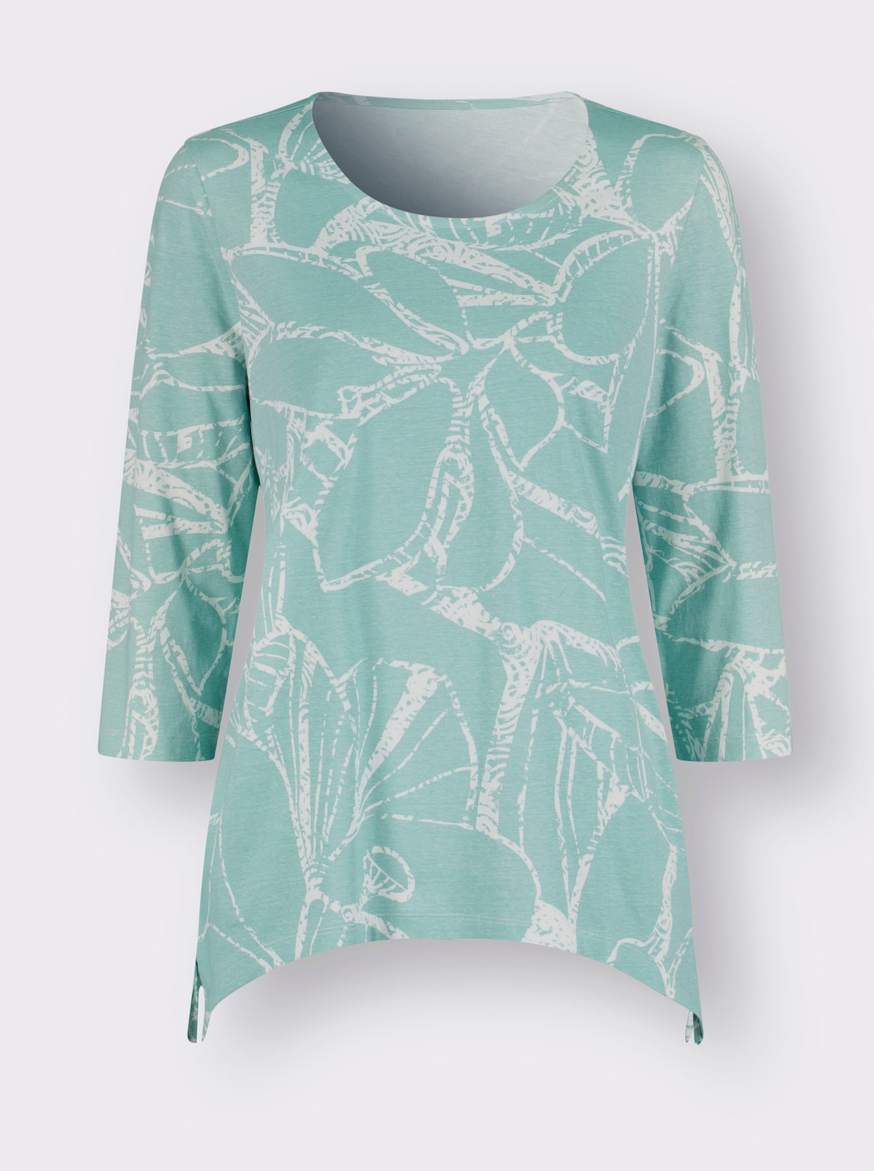 Shirt met 3/4-mouw - salie/zacht mint bedrukt