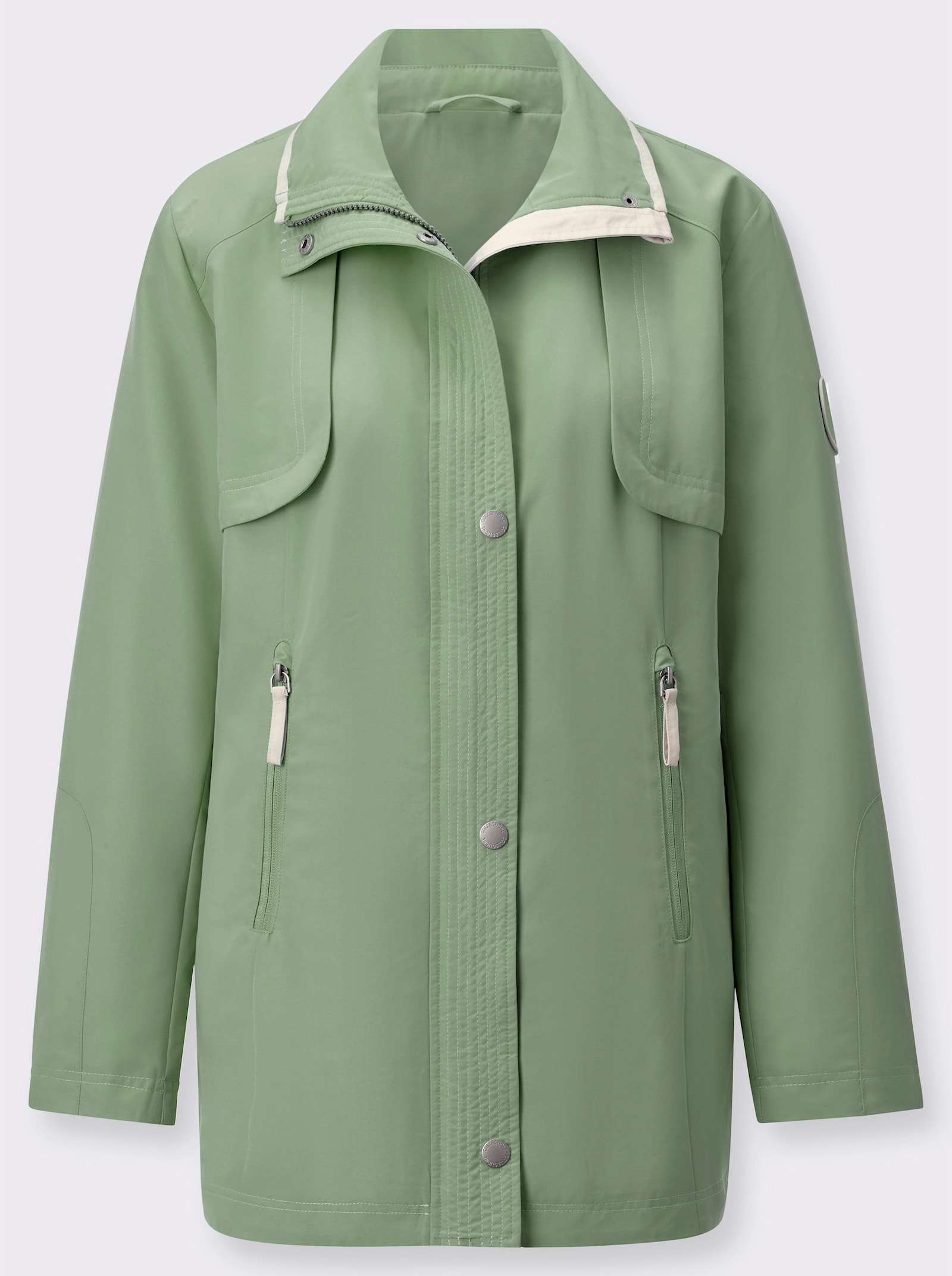 Übergangsjacke mit Reißverschluss-Nahttaschen - eucalyptus
