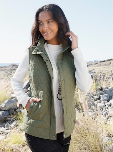 Steppweste mit Stehkragen - oliv