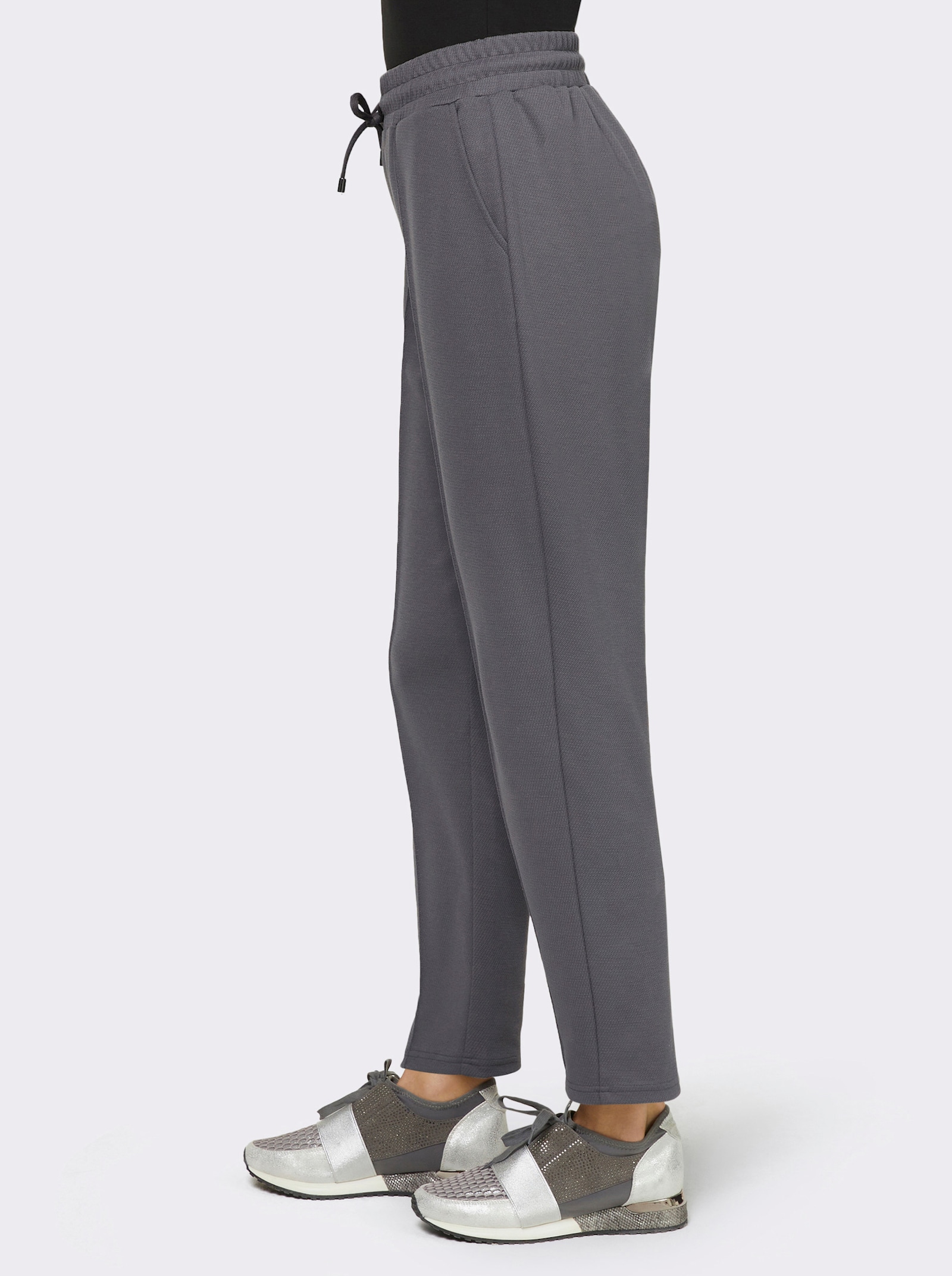 Jogg Pants mit Rundum-Dehnbund, Tunnelzug und Bindeband - anthrazit